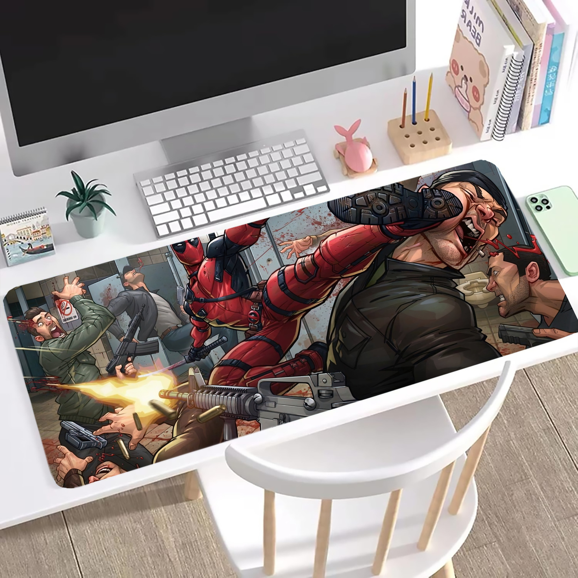 （画像用） Deadpool デッドプール ステッチ加工 大判デスクマット／滑り止めマウスパッド