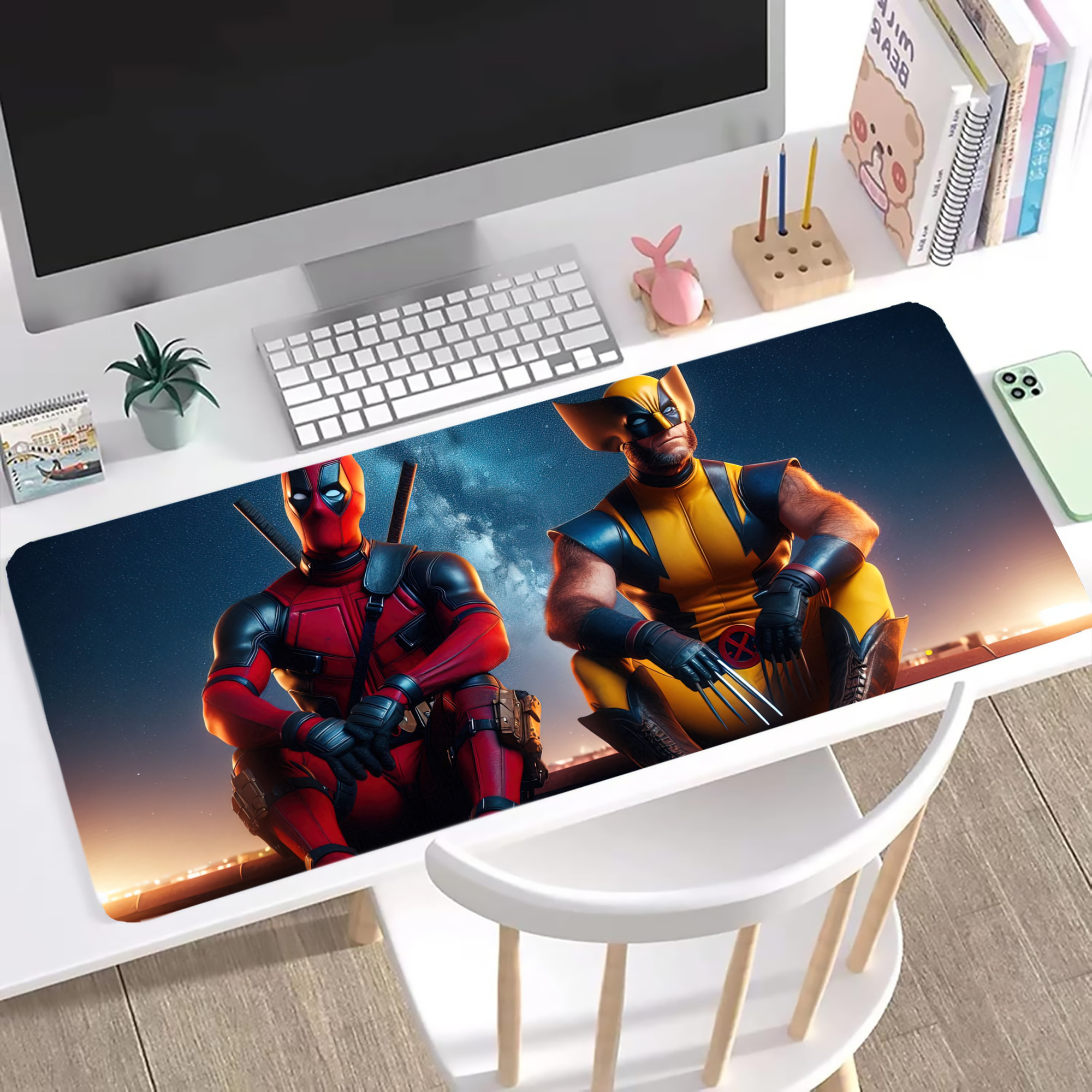 （画像用） Deadpool デッドプール ステッチ加工 大判デスクマット／滑り止めマウスパッド