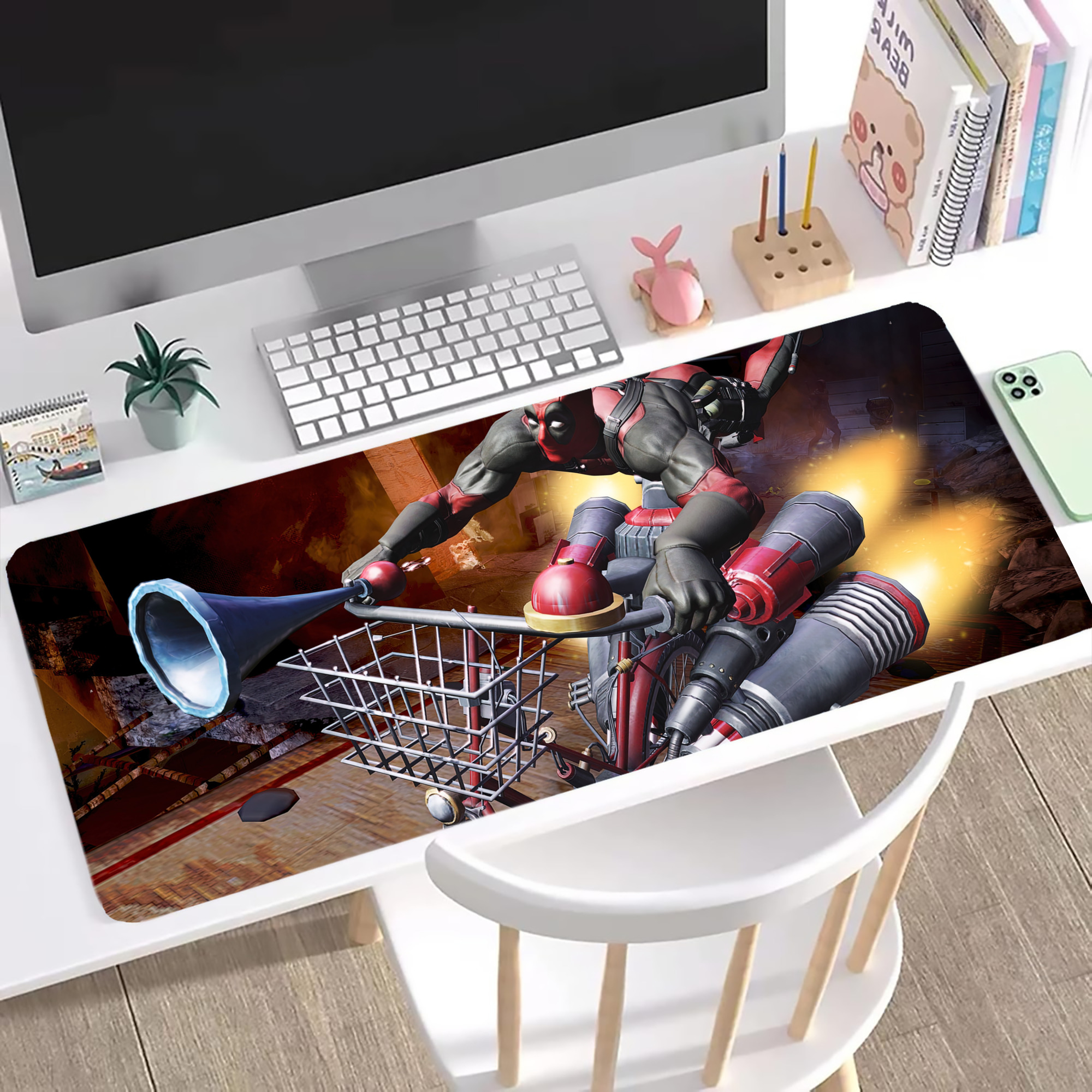 （画像用） Deadpool デッドプール ステッチ加工 大判デスクマット／滑り止めマウスパッド