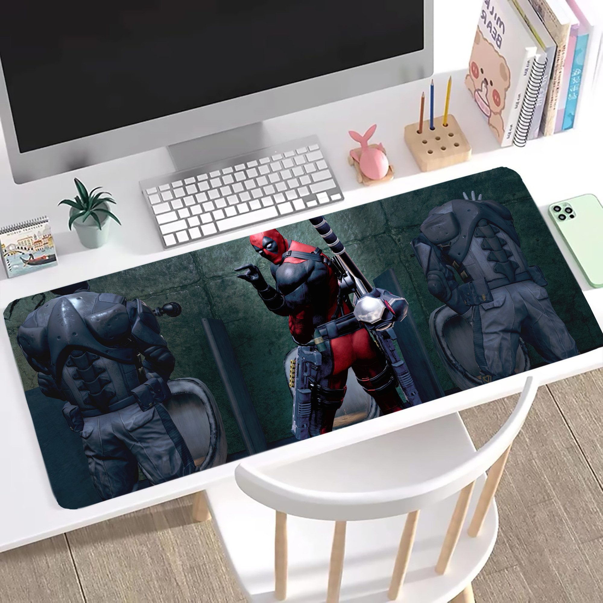 （画像用） Deadpool デッドプール ステッチ加工 大判デスクマット／滑り止めマウスパッド