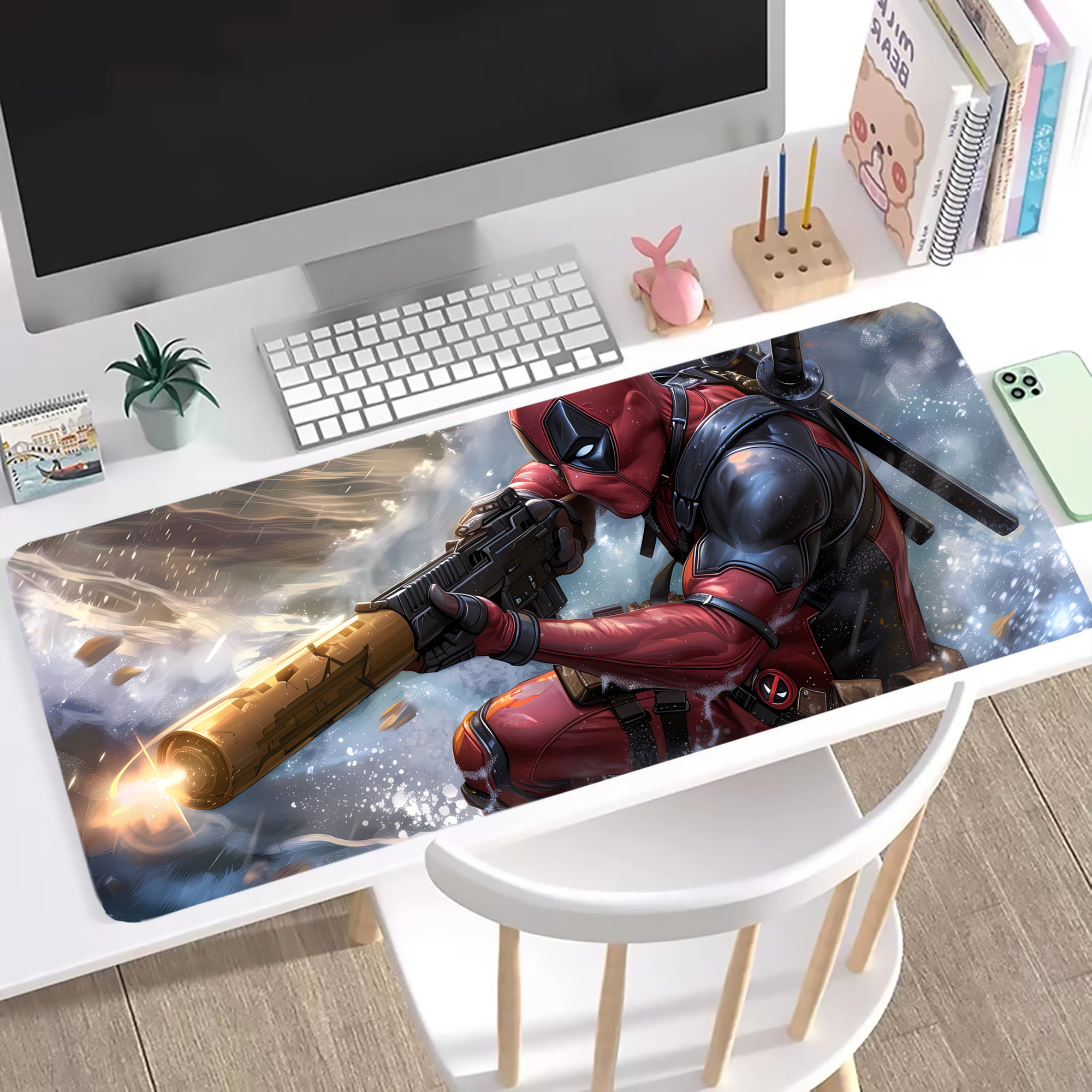 （画像用） Deadpool デッドプール ステッチ加工 大判デスクマット／滑り止めマウスパッド