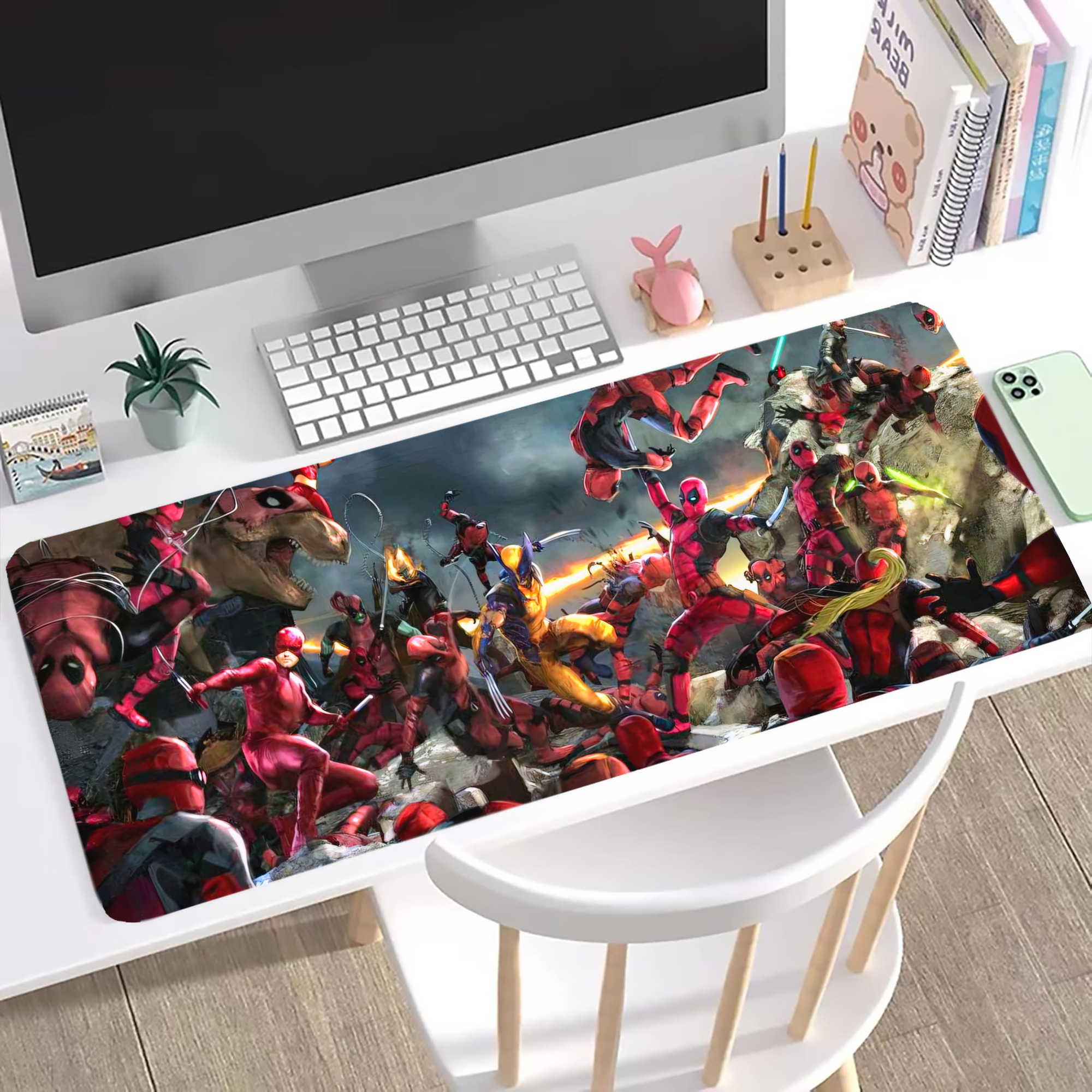 （画像用） Deadpool デッドプール ステッチ加工 大判デスクマット／滑り止めマウスパッド