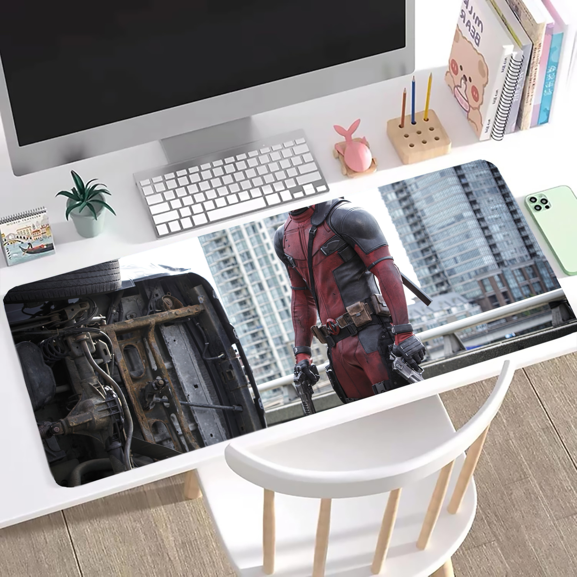 （画像用） Deadpool デッドプール ステッチ加工 大判デスクマット／滑り止めマウスパッド