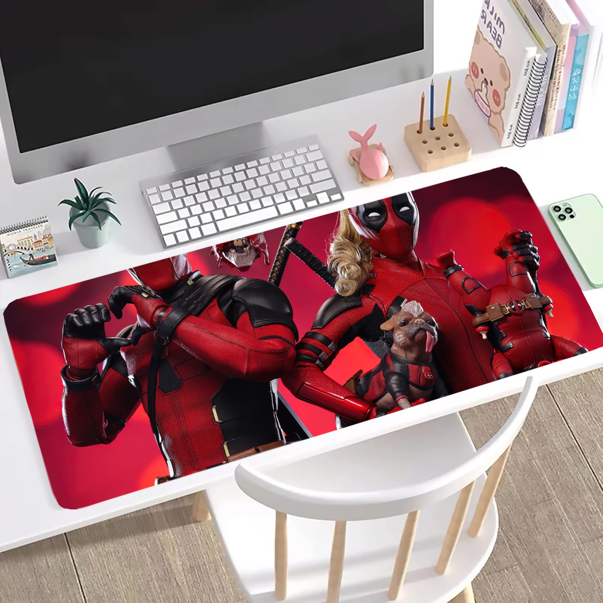 （画像用） Deadpool デッドプール ステッチ加工 大判デスクマット／滑り止めマウスパッド