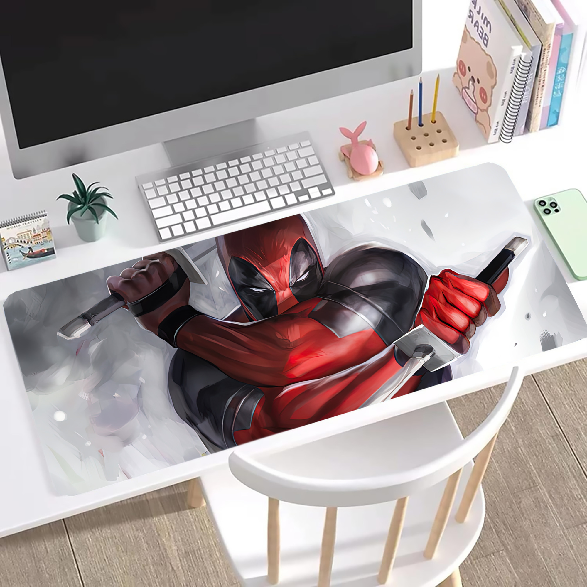 （画像用） Deadpool デッドプール ステッチ加工 大判デスクマット／滑り止めマウスパッド