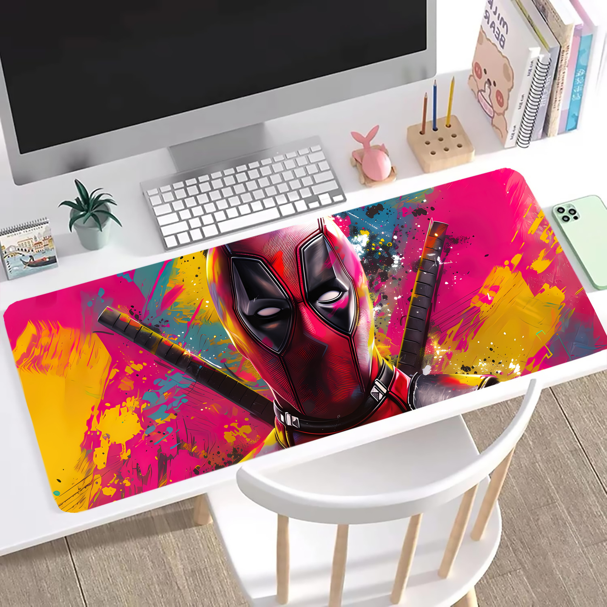 （画像用） Deadpool デッドプール ステッチ加工 大判デスクマット／滑り止めマウスパッド