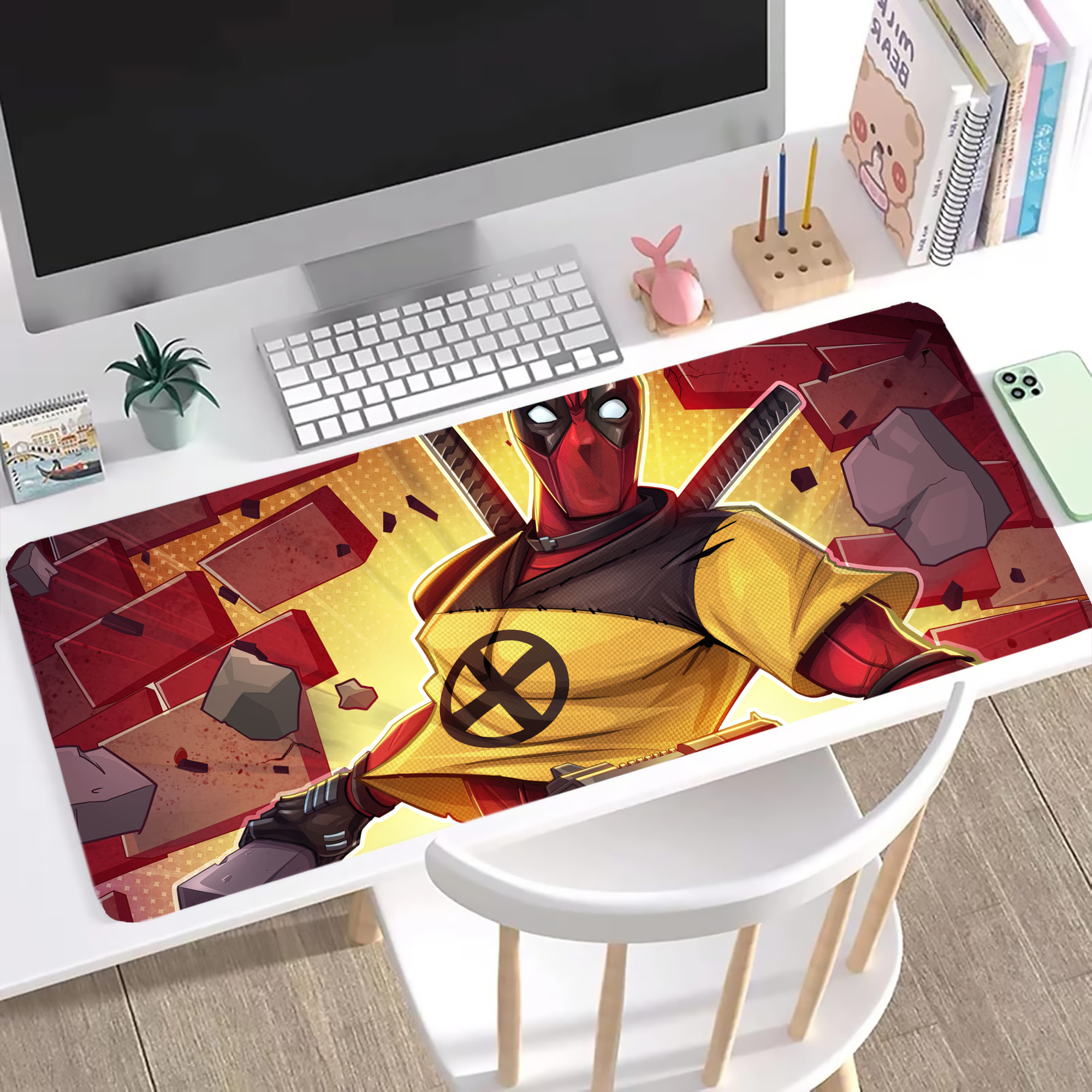 （画像用） Deadpool デッドプール ステッチ加工 大判デスクマット／滑り止めマウスパッド