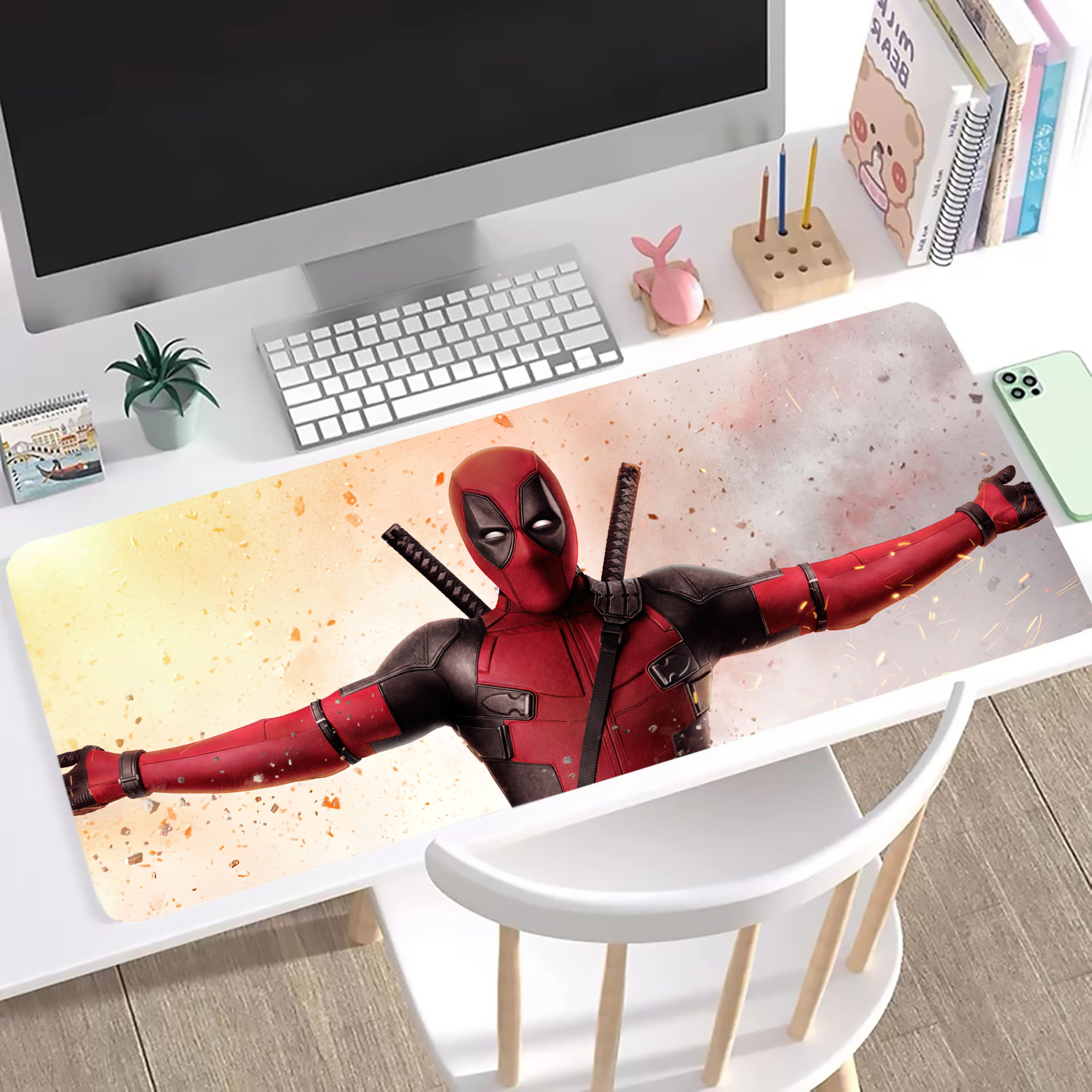 （画像用） Deadpool デッドプール ステッチ加工 大判デスクマット／滑り止めマウスパッド