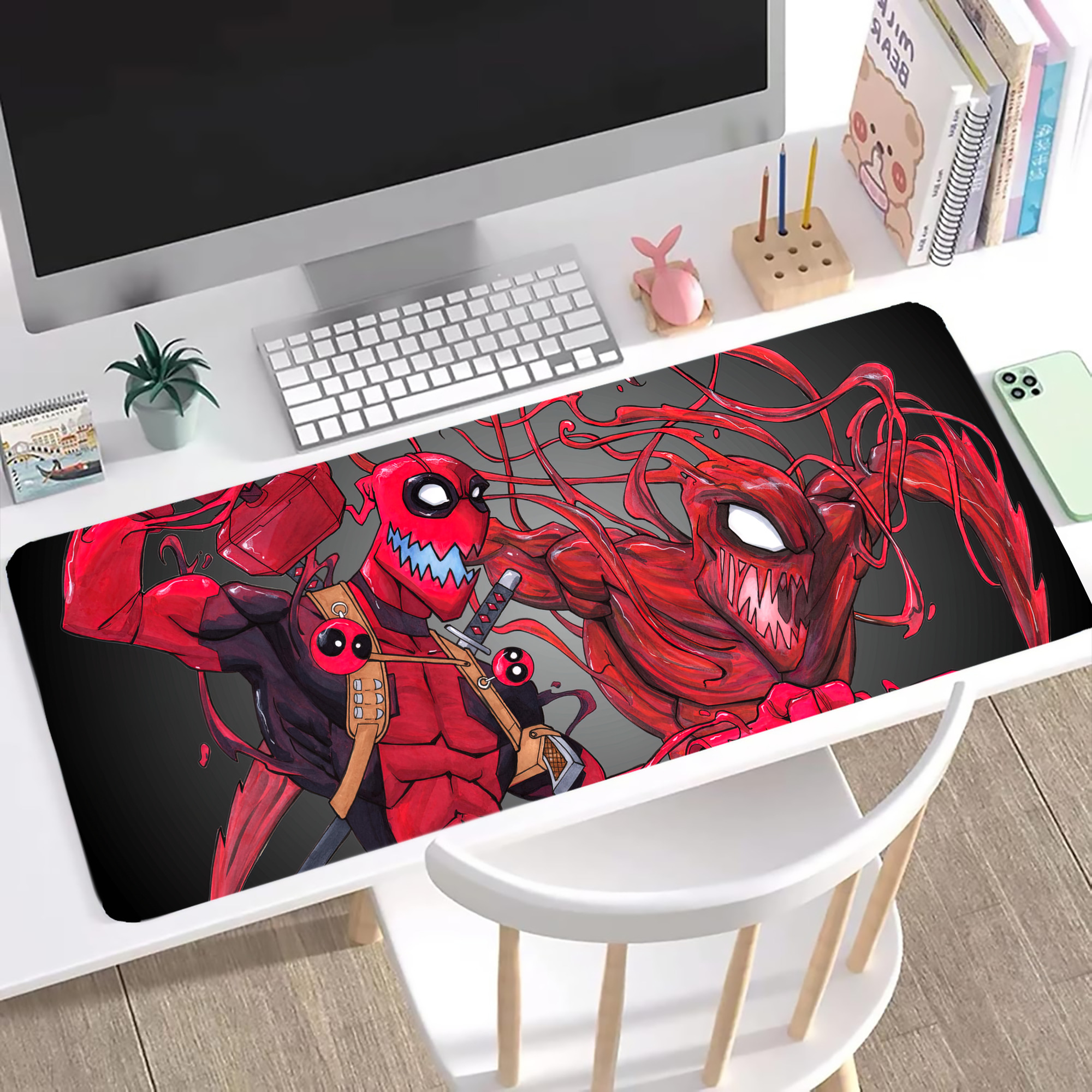 （画像用） Deadpool デッドプール ステッチ加工 大判デスクマット／滑り止めマウスパッド