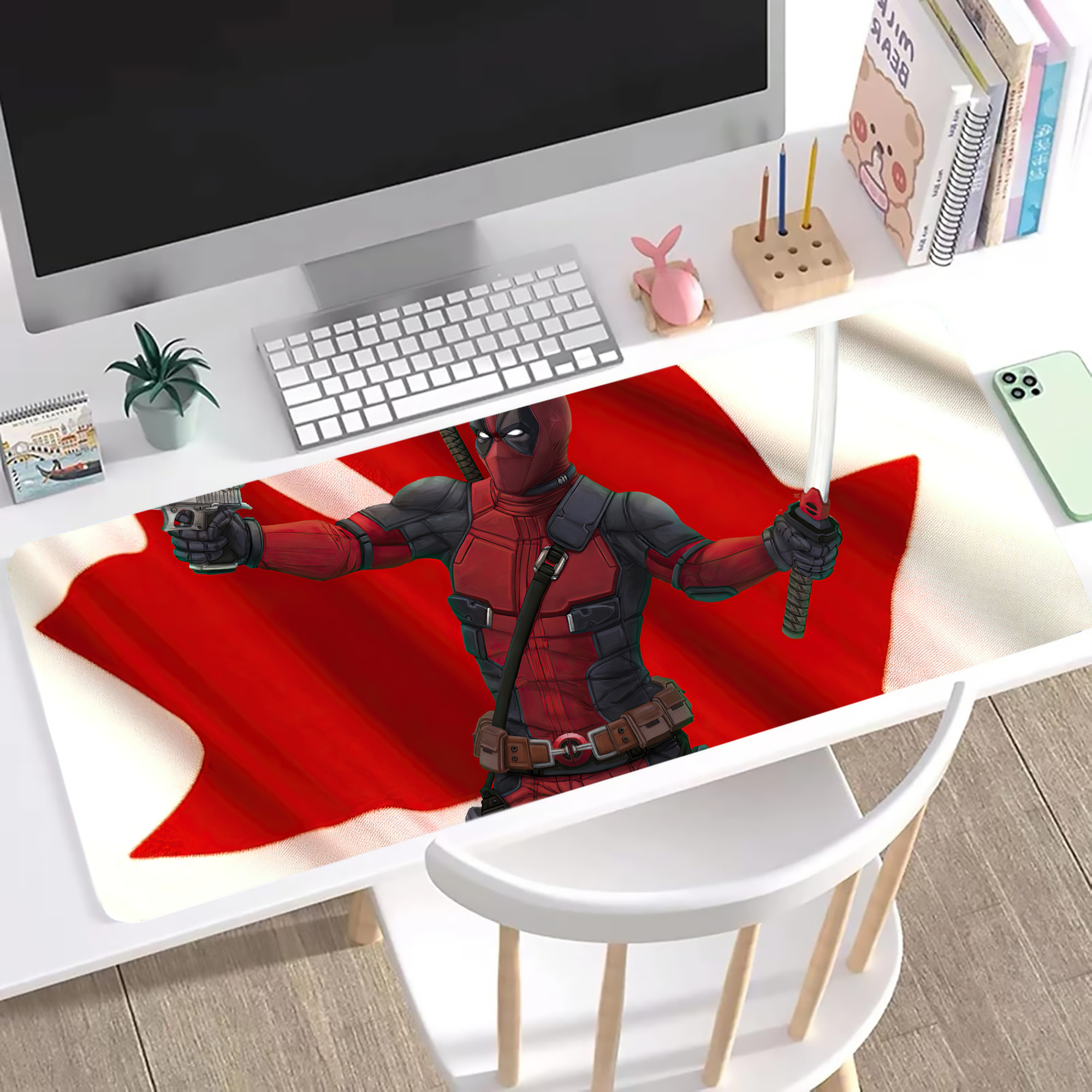 （画像用） Deadpool デッドプール ステッチ加工 大判デスクマット／滑り止めマウスパッド