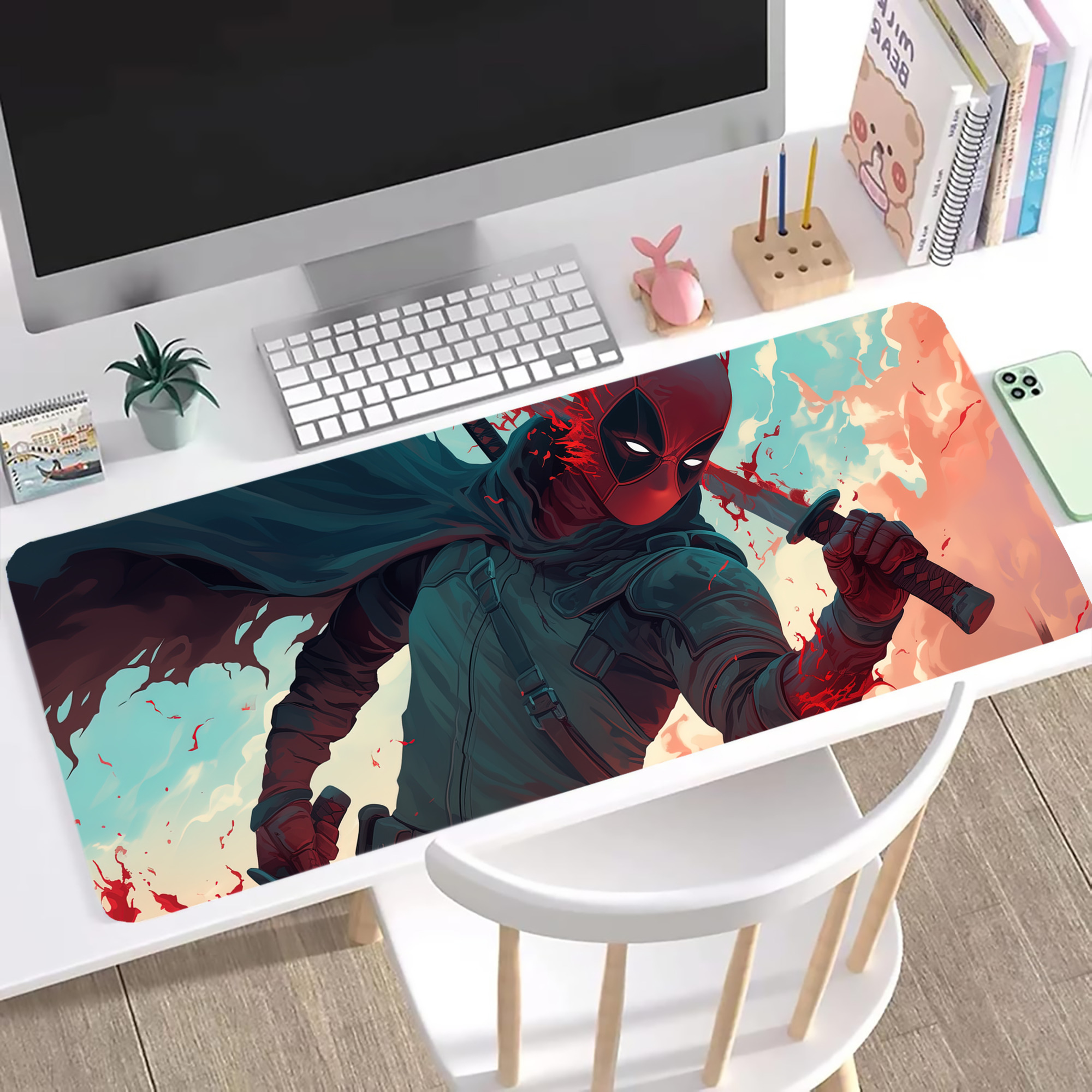 （画像用） Deadpool デッドプール ステッチ加工 大判デスクマット／滑り止めマウスパッド