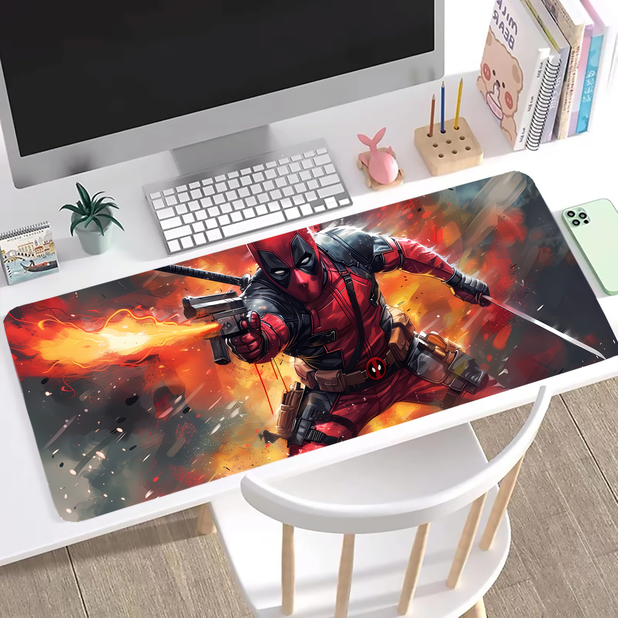 （画像用） Deadpool デッドプール ステッチ加工 大判デスクマット／滑り止めマウスパッド