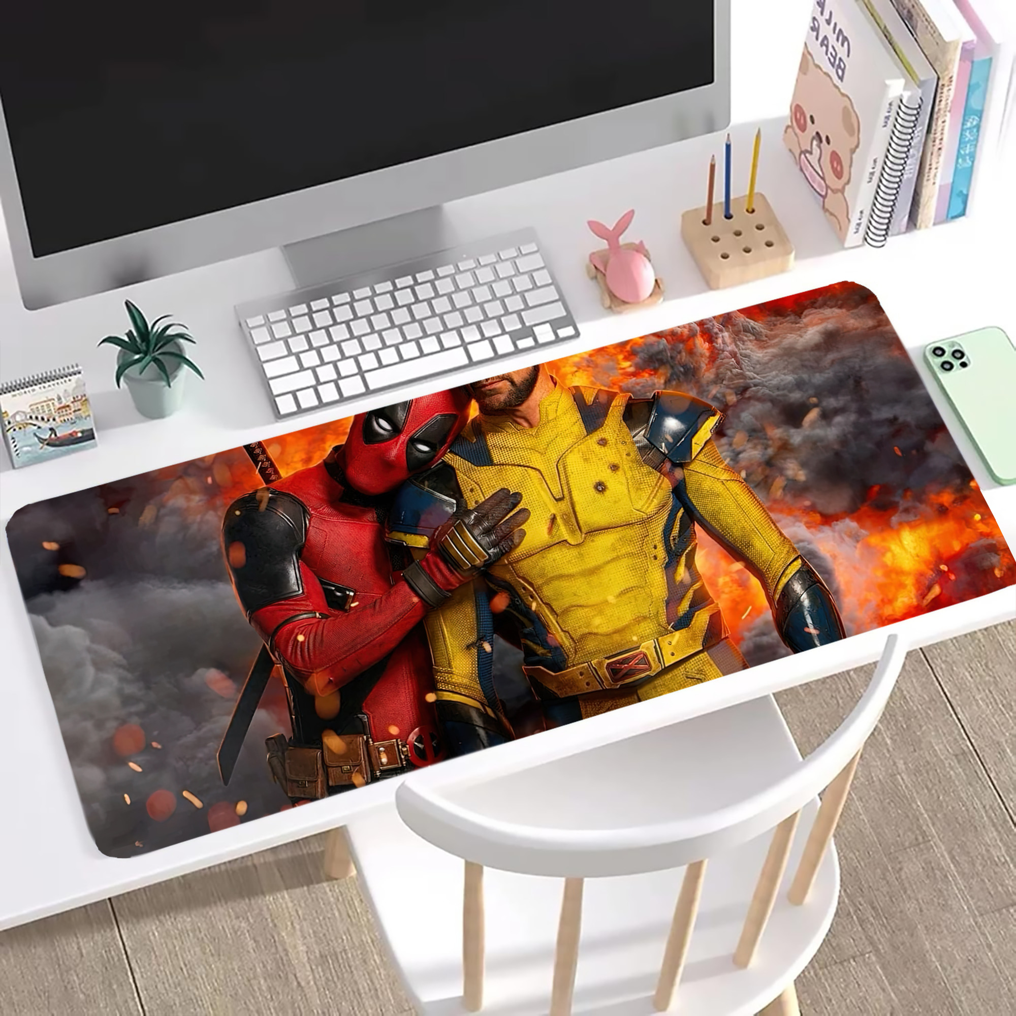 （画像用） Deadpool デッドプール ステッチ加工 大判デスクマット／滑り止めマウスパッド