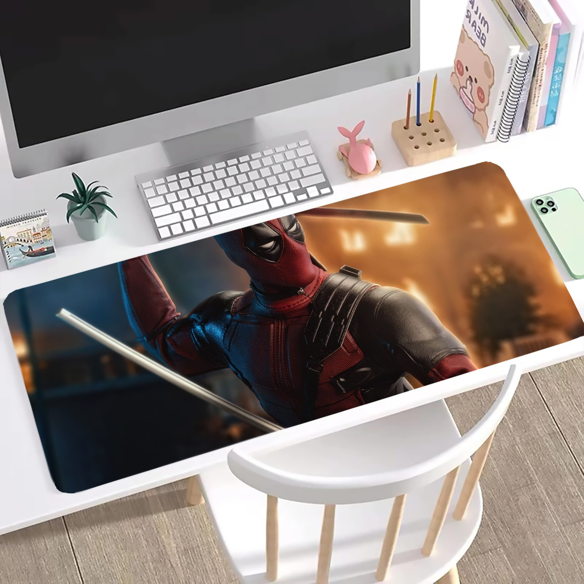 （画像用） Deadpool デッドプール ステッチ加工 大判デスクマット／滑り止めマウスパッド