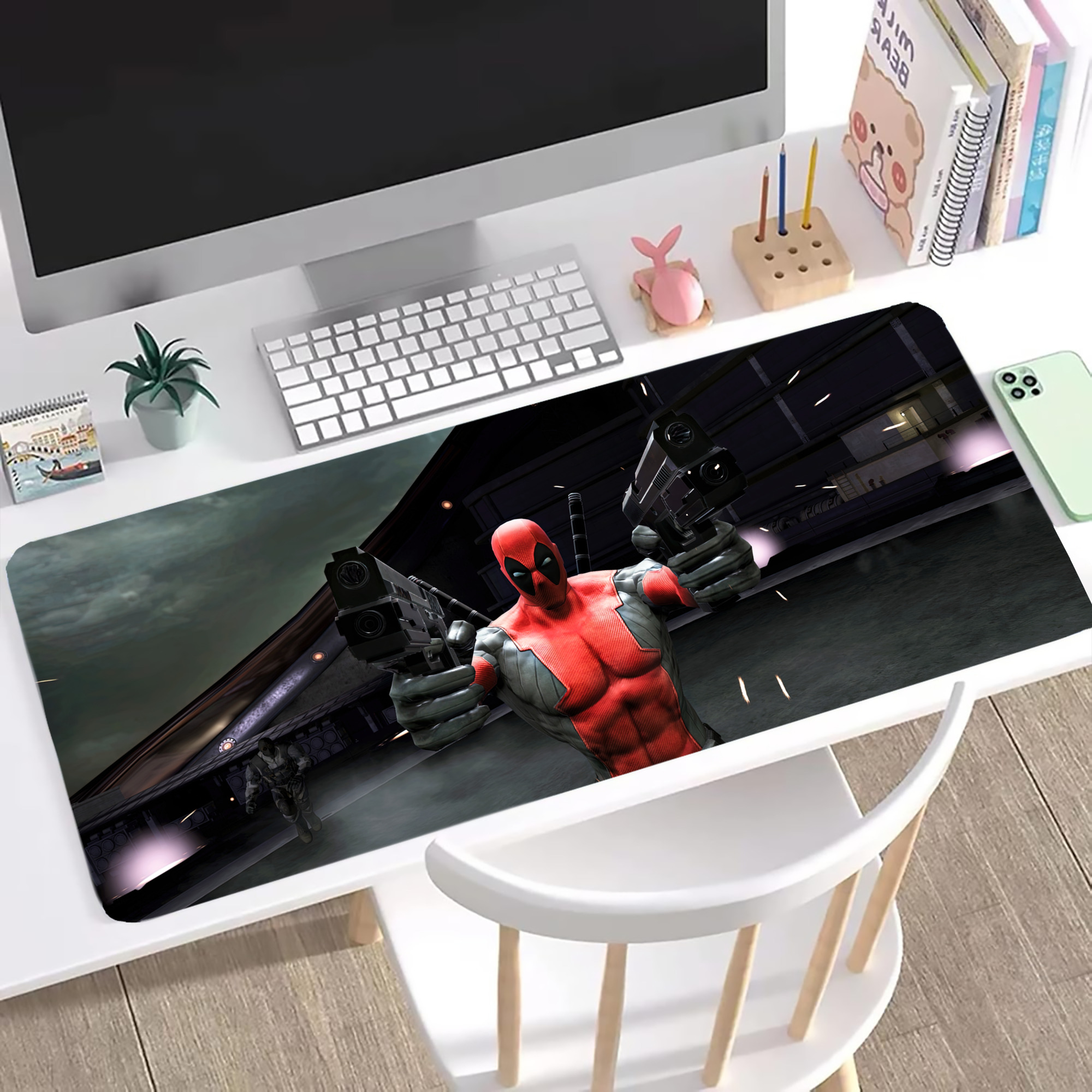 （画像用） Deadpool デッドプール ステッチ加工 大判デスクマット／滑り止めマウスパッド