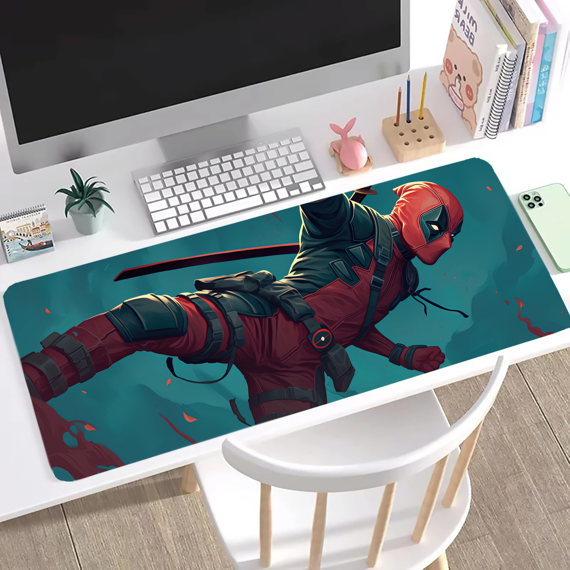 （画像用） Deadpool デッドプール ステッチ加工 大判デスクマット／滑り止めマウスパッド