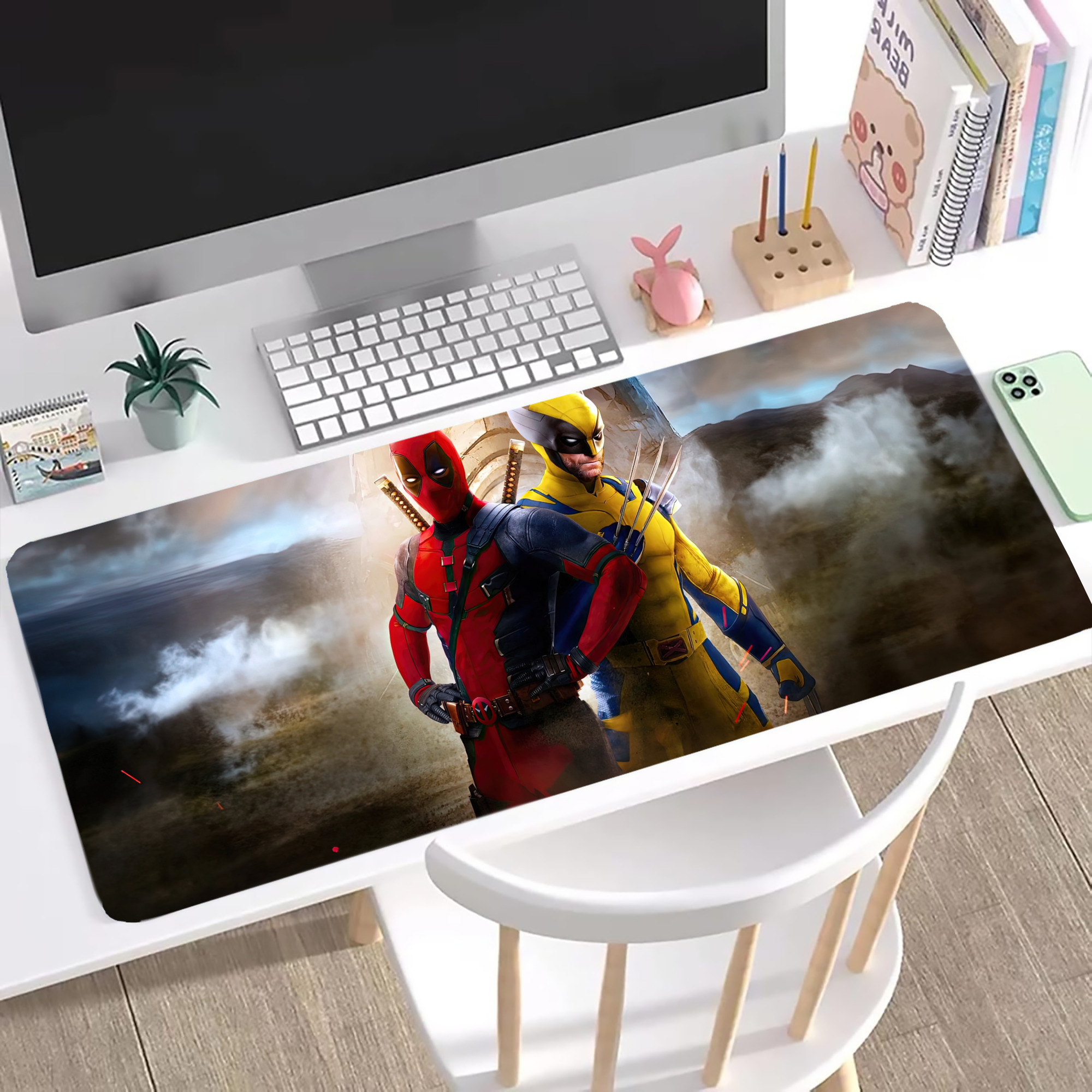 （画像用） Deadpool デッドプール ステッチ加工 大判デスクマット／滑り止めマウスパッド