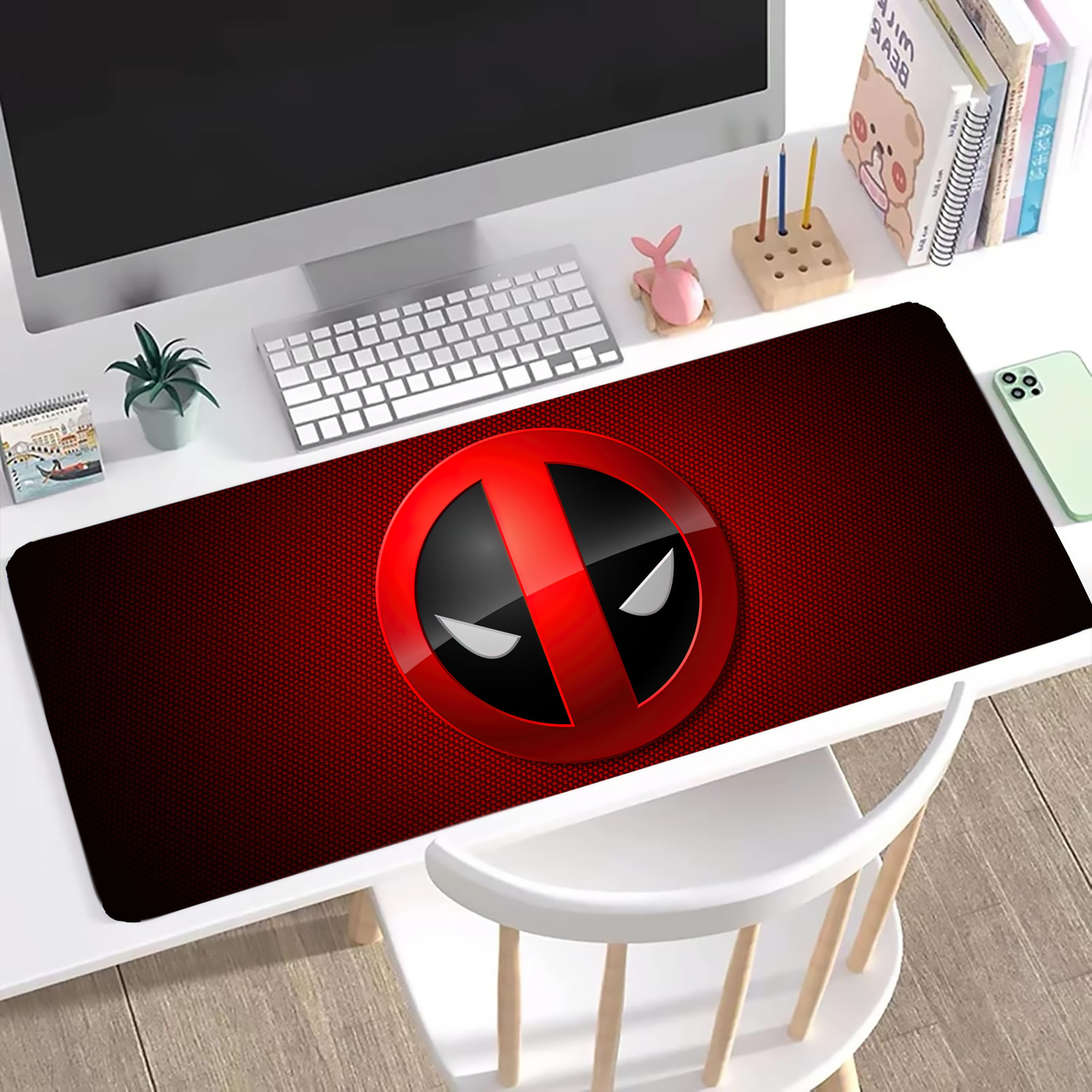 （画像用） Deadpool デッドプール ステッチ加工 大判デスクマット／滑り止めマウスパッド