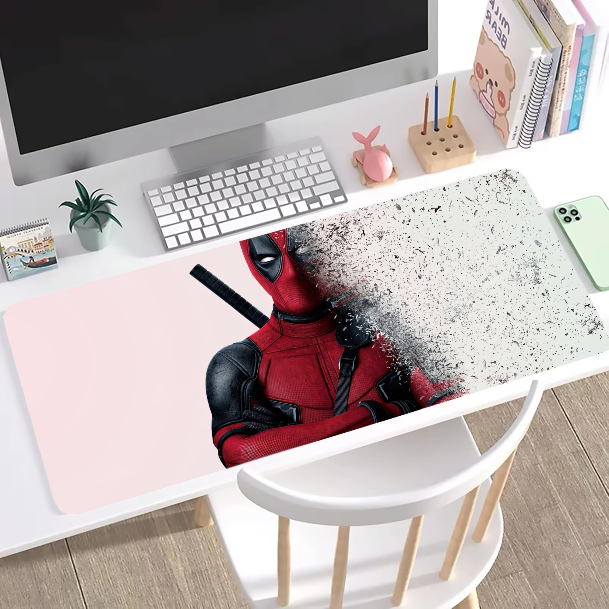 （画像用） Deadpool デッドプール ステッチ加工 大判デスクマット／滑り止めマウスパッド