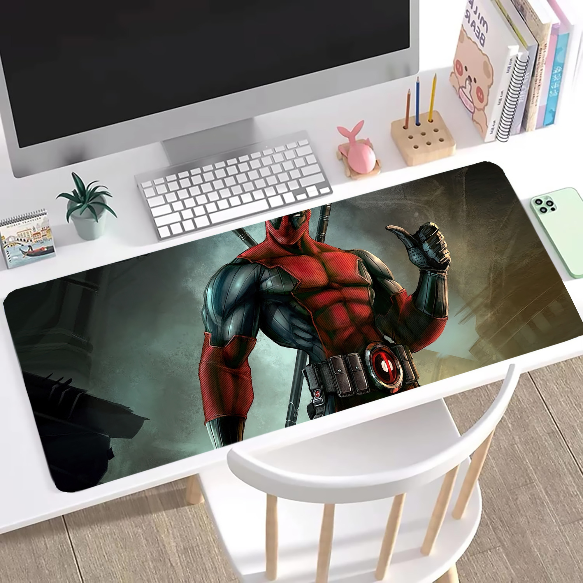 （画像用） Deadpool デッドプール ステッチ加工 大判デスクマット／滑り止めマウスパッド