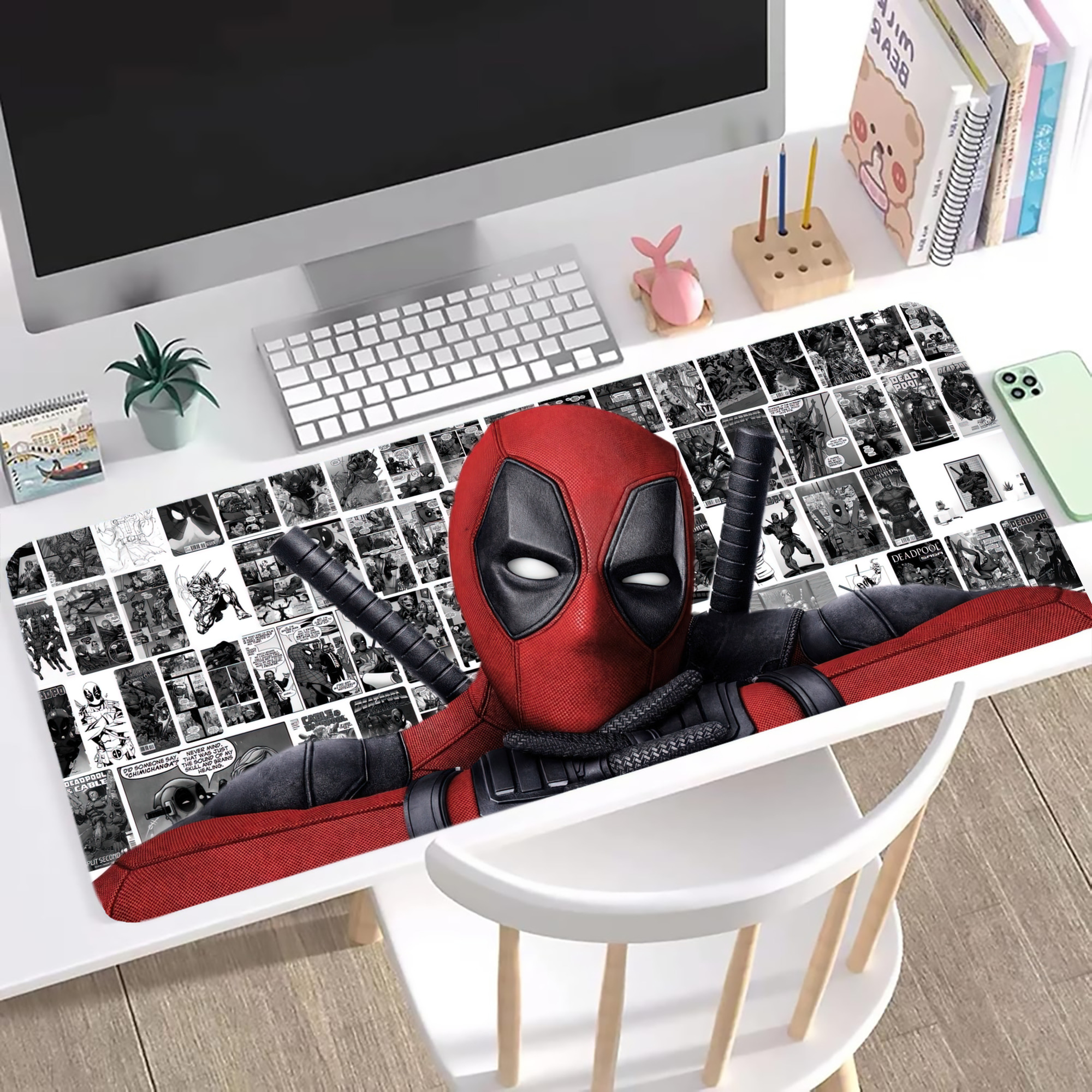（画像用） Deadpool デッドプール ステッチ加工 大判デスクマット／滑り止めマウスパッド