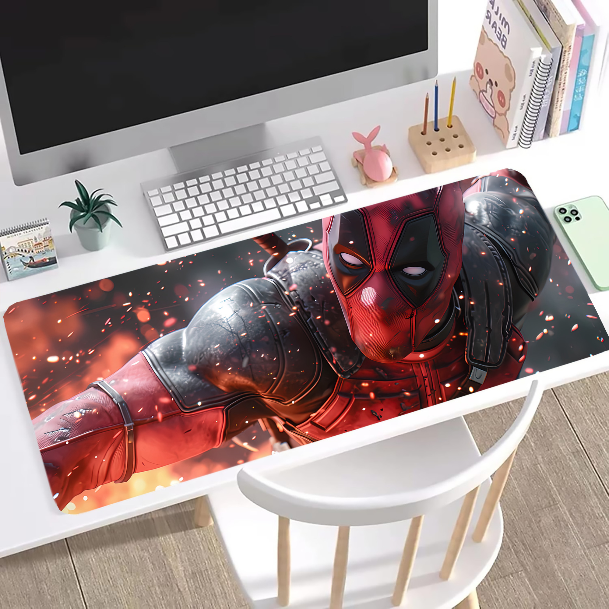 （画像用） Deadpool デッドプール ステッチ加工 大判デスクマット／滑り止めマウスパッド