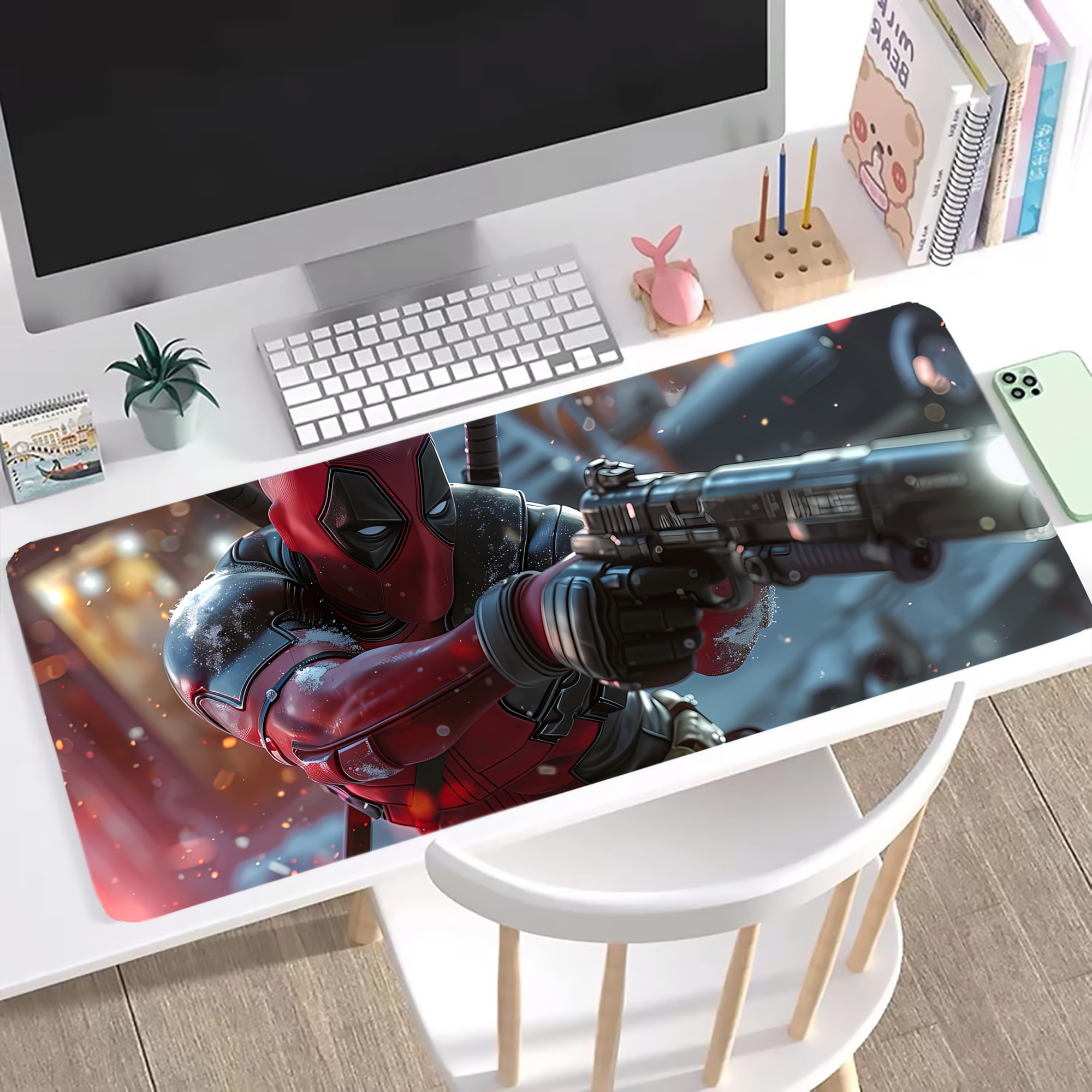（画像用） Deadpool デッドプール ステッチ加工 大判デスクマット／滑り止めマウスパッド