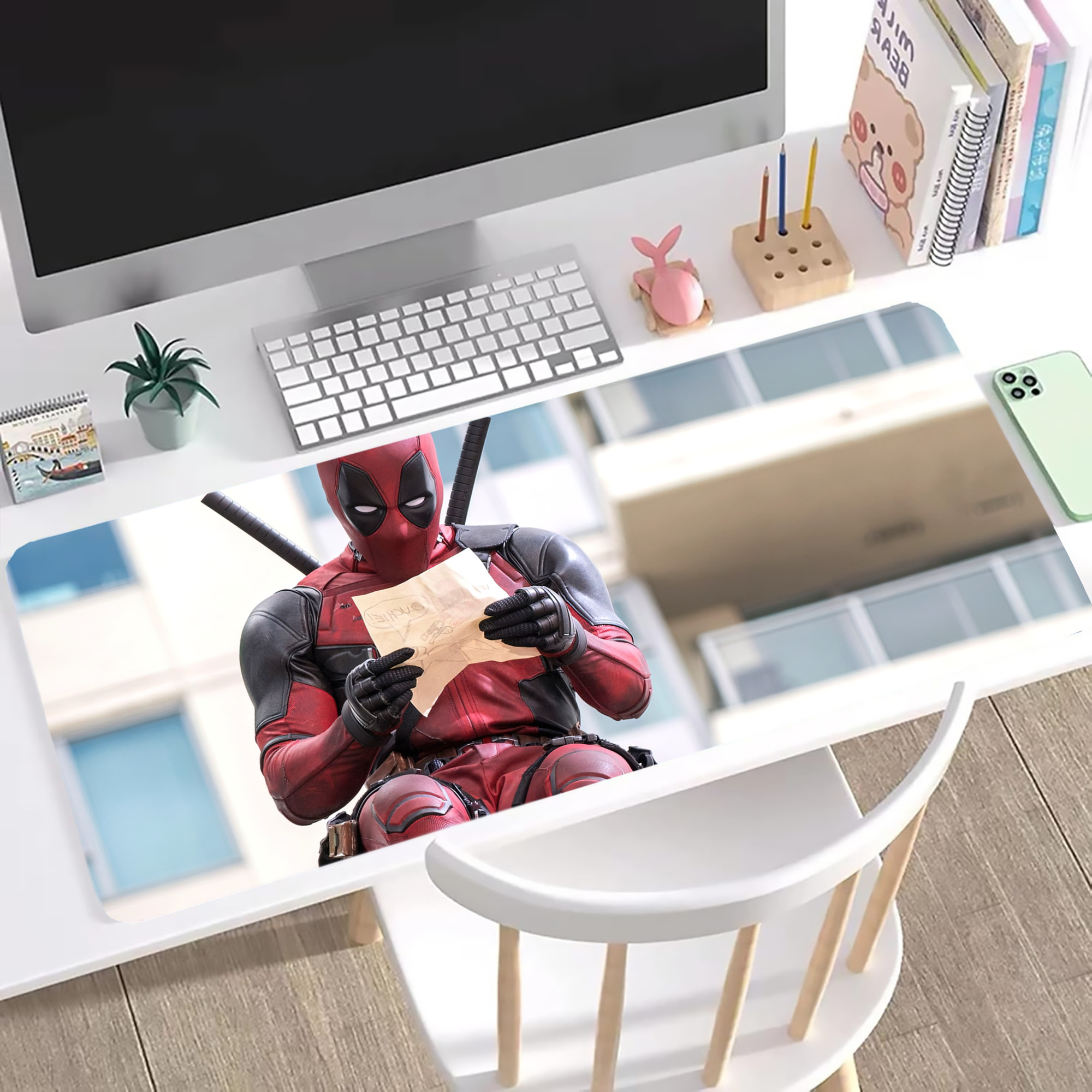 （画像用） Deadpool デッドプール ステッチ加工 大判デスクマット／滑り止めマウスパッド
