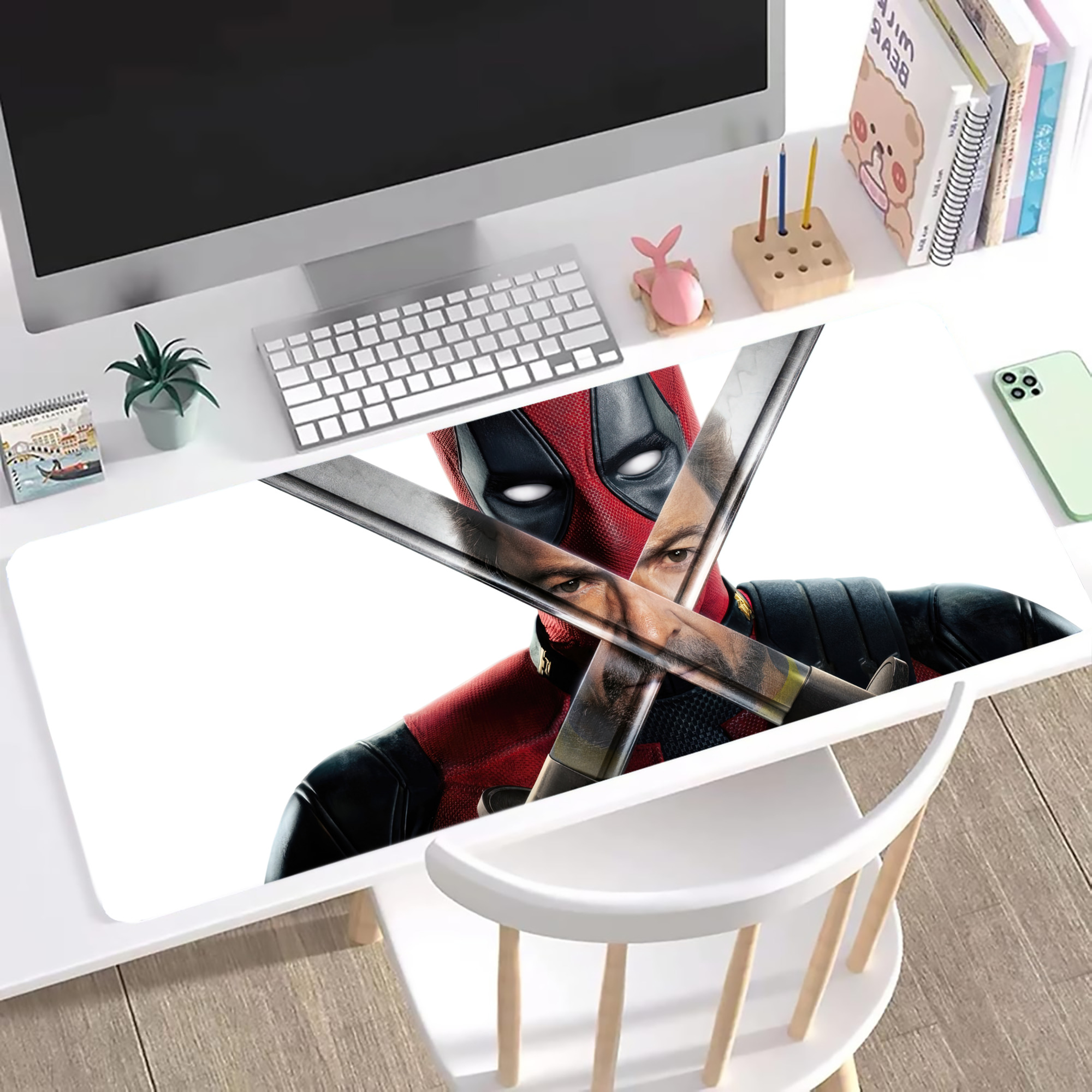 （画像用） Deadpool デッドプール ステッチ加工 大判デスクマット／滑り止めマウスパッド