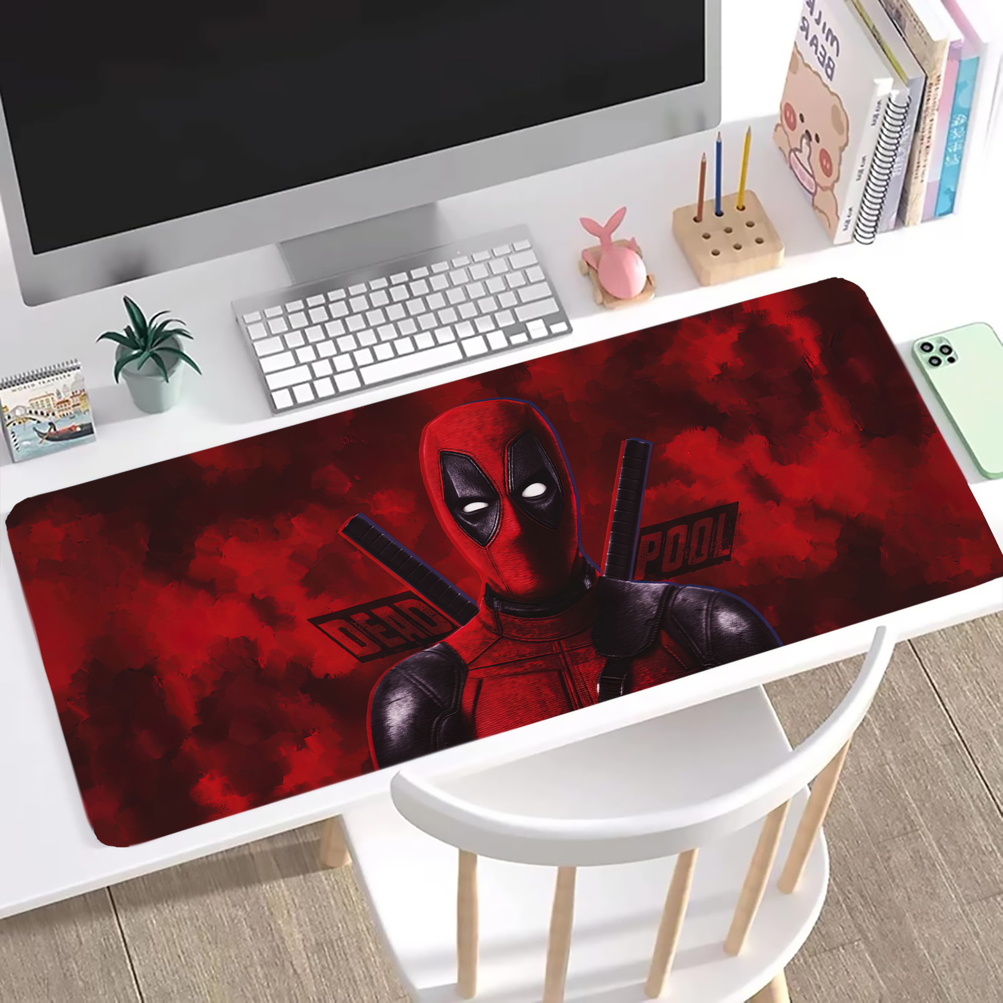 （画像用） Deadpool デッドプール ステッチ加工 大判デスクマット／滑り止めマウスパッド