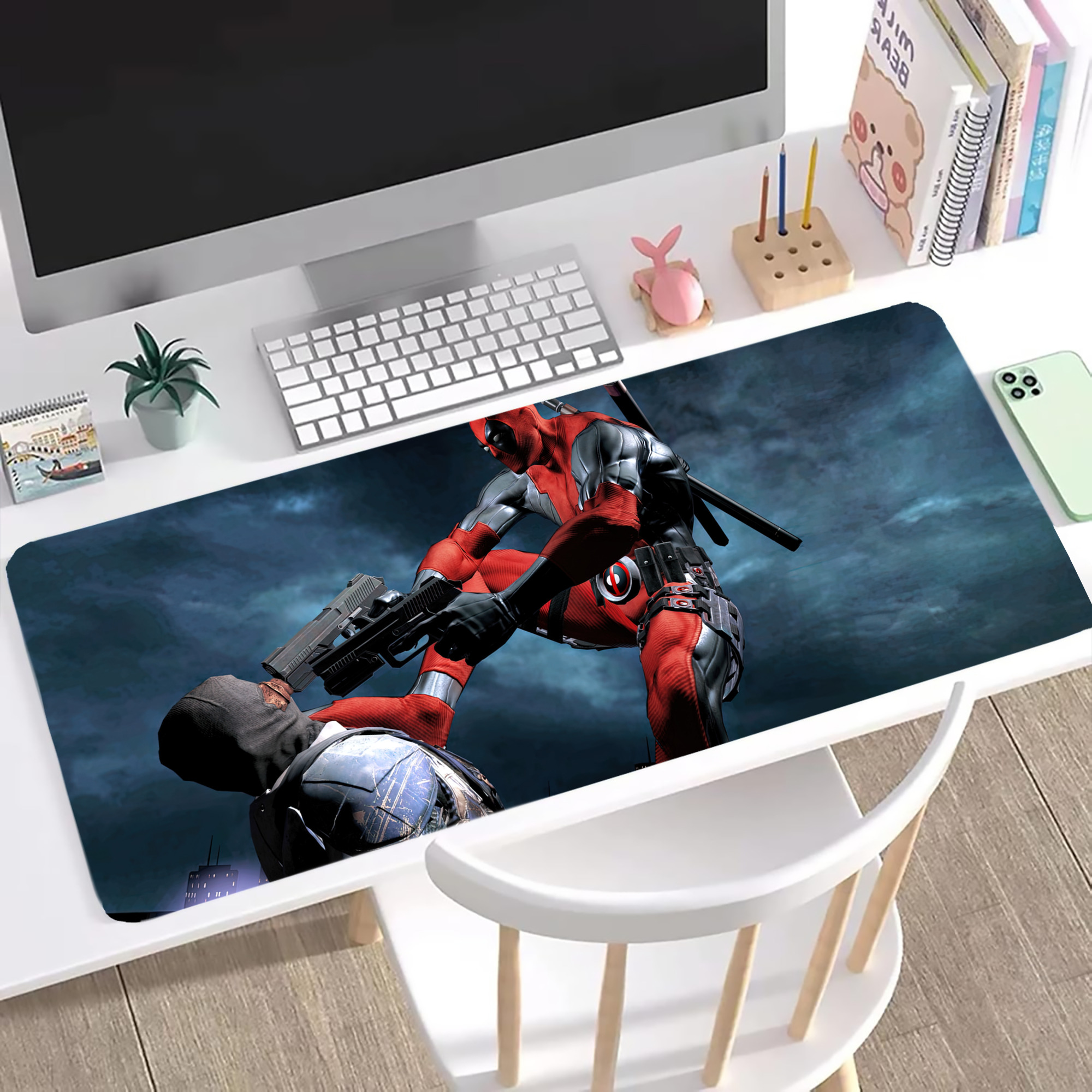 （画像用） Deadpool デッドプール ステッチ加工 大判デスクマット／滑り止めマウスパッド