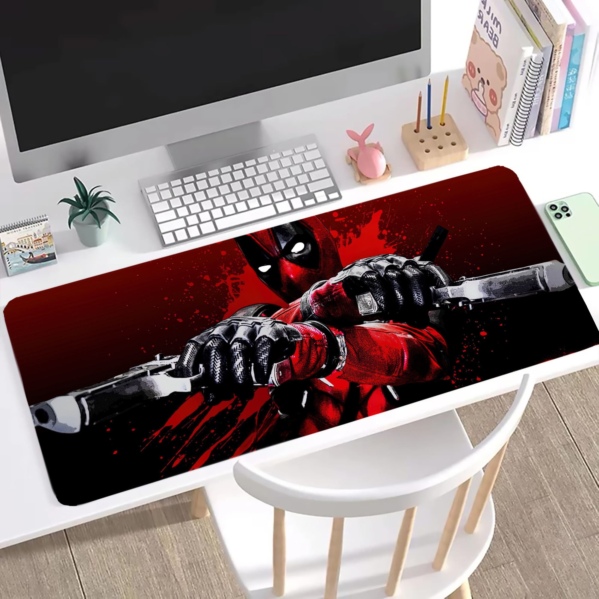 （画像用） Deadpool デッドプール ステッチ加工 大判デスクマット／滑り止めマウスパッド