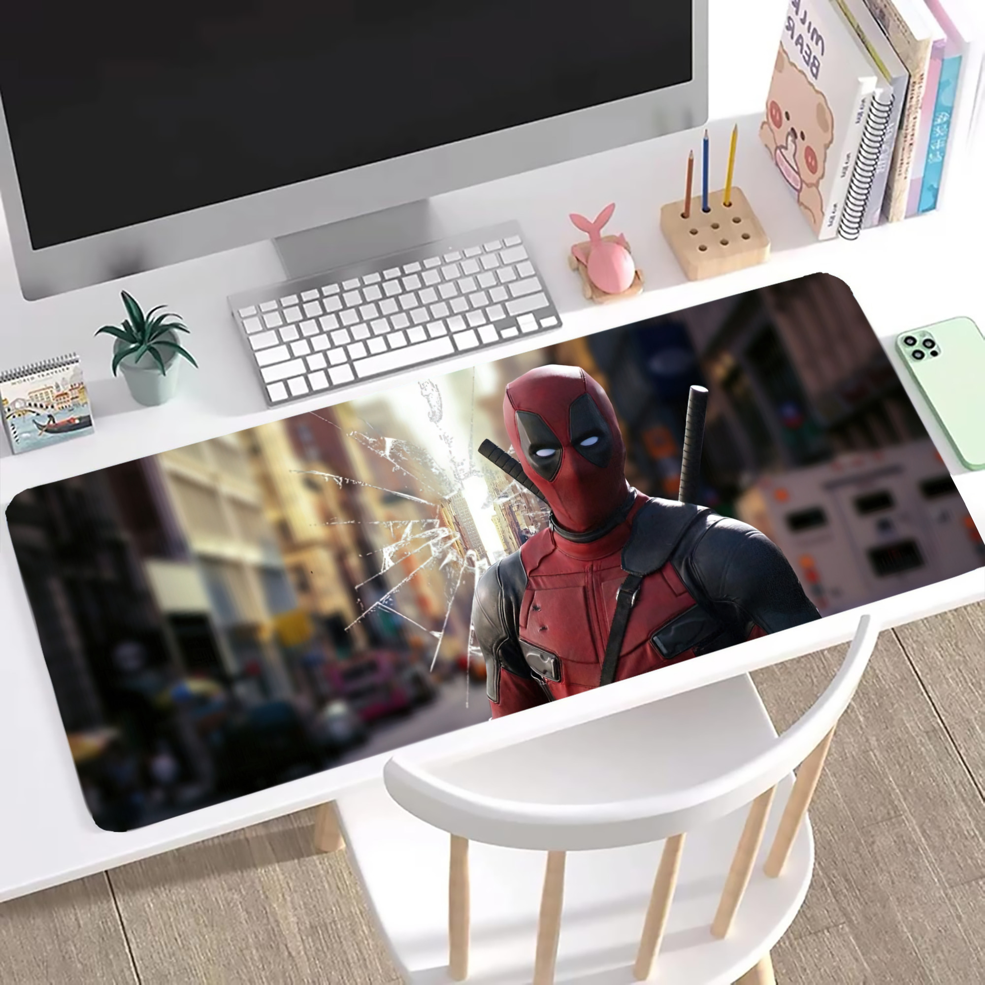 （画像用） Deadpool デッドプール ステッチ加工 大判デスクマット／滑り止めマウスパッド