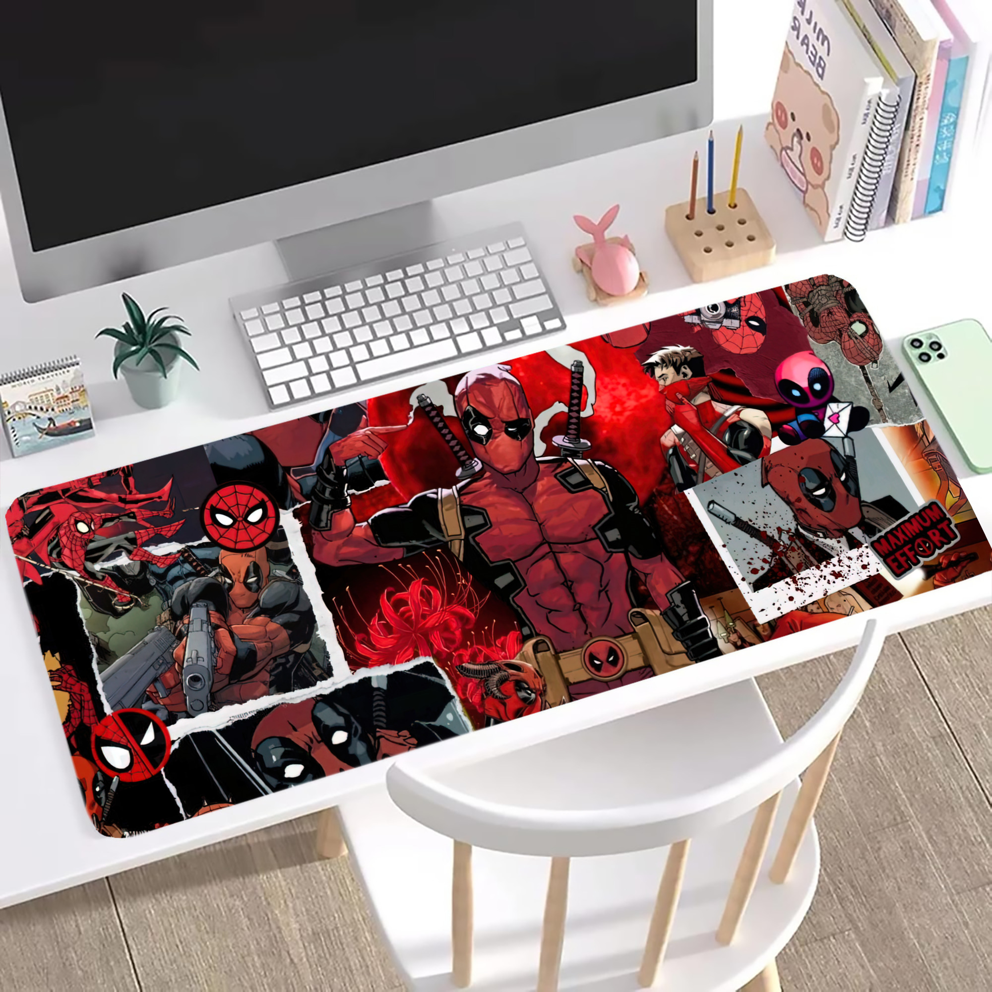 （画像用） Deadpool デッドプール ステッチ加工 大判デスクマット／滑り止めマウスパッド