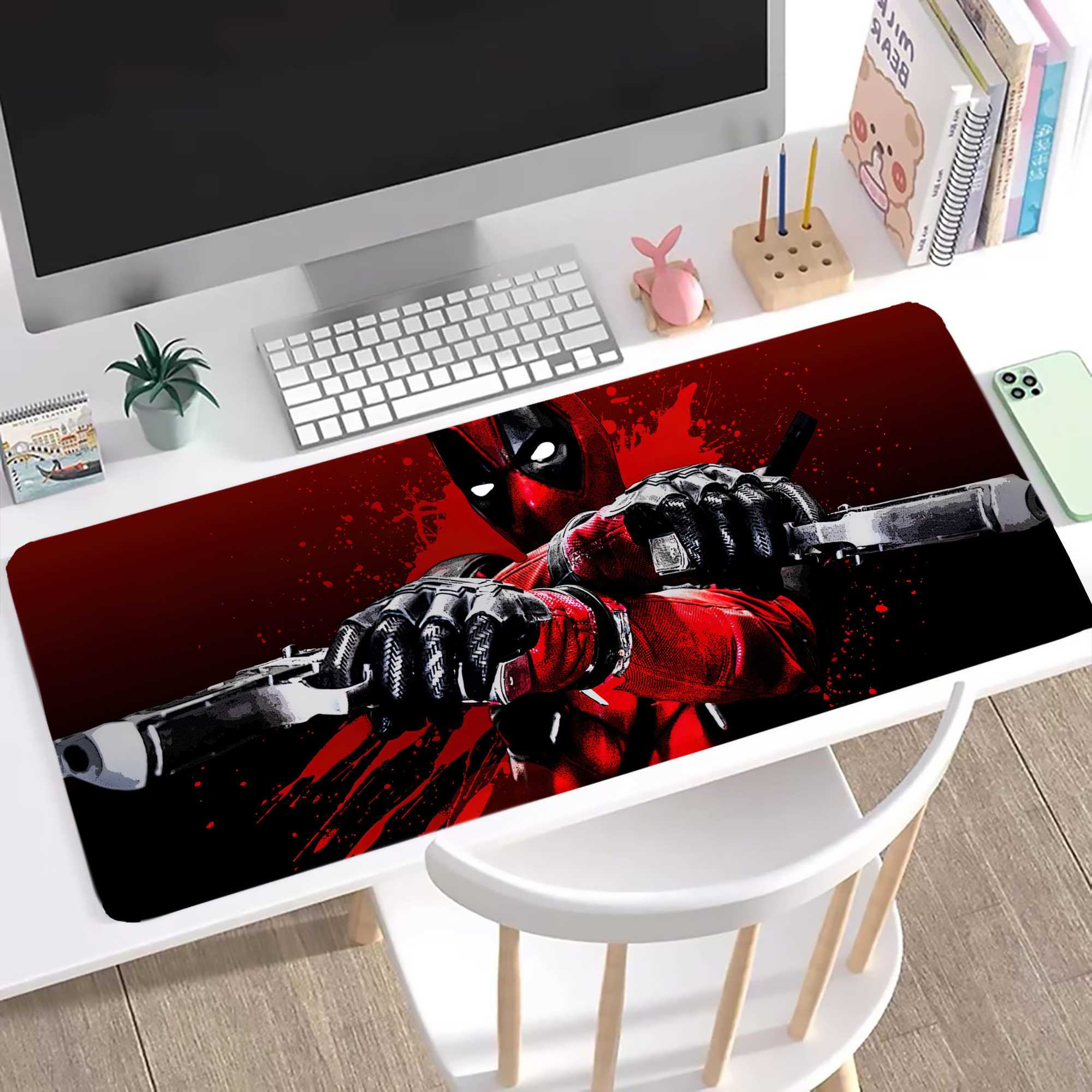 （画像用） Deadpool デッドプール ステッチ加工 大判デスクマット／滑り止めマウスパッド