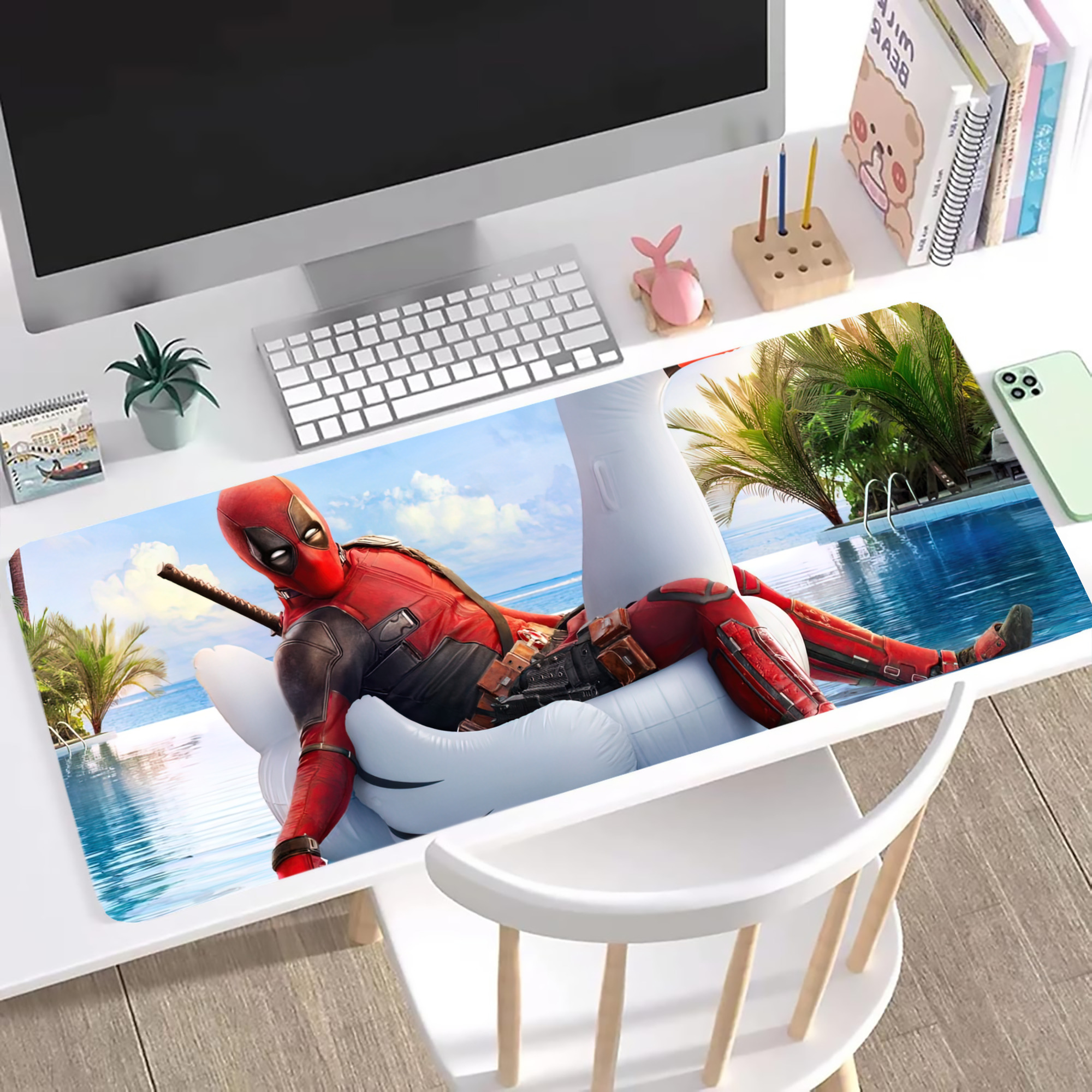 （画像用） Deadpool デッドプール ステッチ加工 大判デスクマット／滑り止めマウスパッド