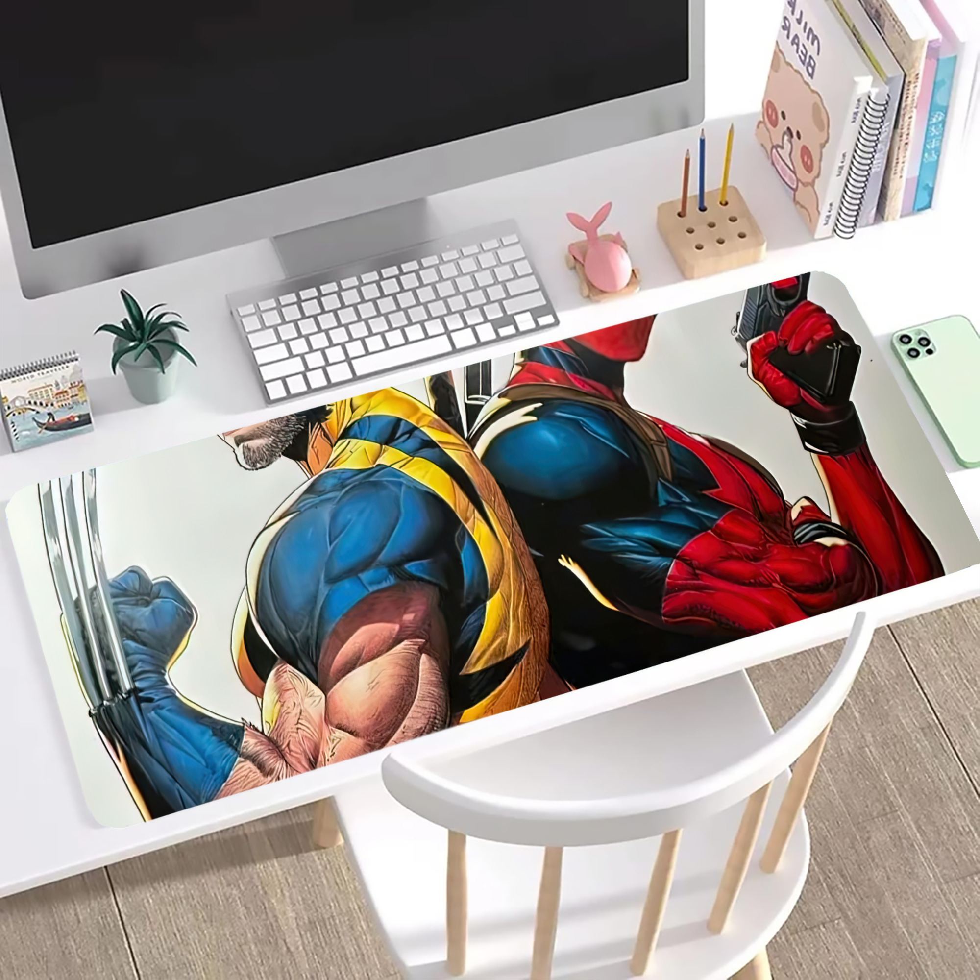 （画像用） Deadpool デッドプール ステッチ加工 大判デスクマット／滑り止めマウスパッド