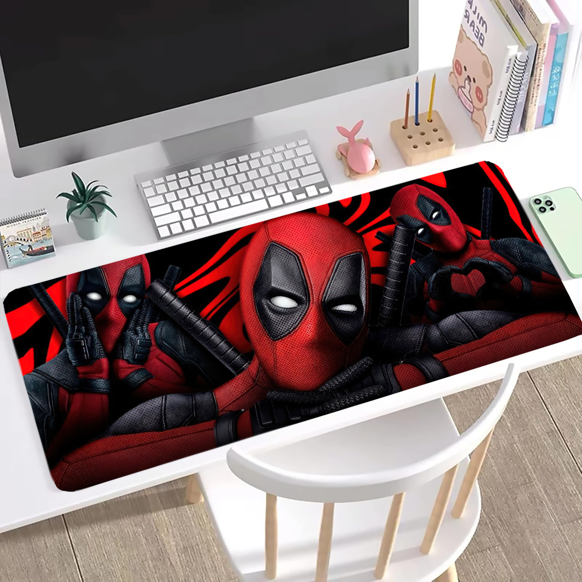 （画像用） Deadpool デッドプール ステッチ加工 大判デスクマット／滑り止めマウスパッド