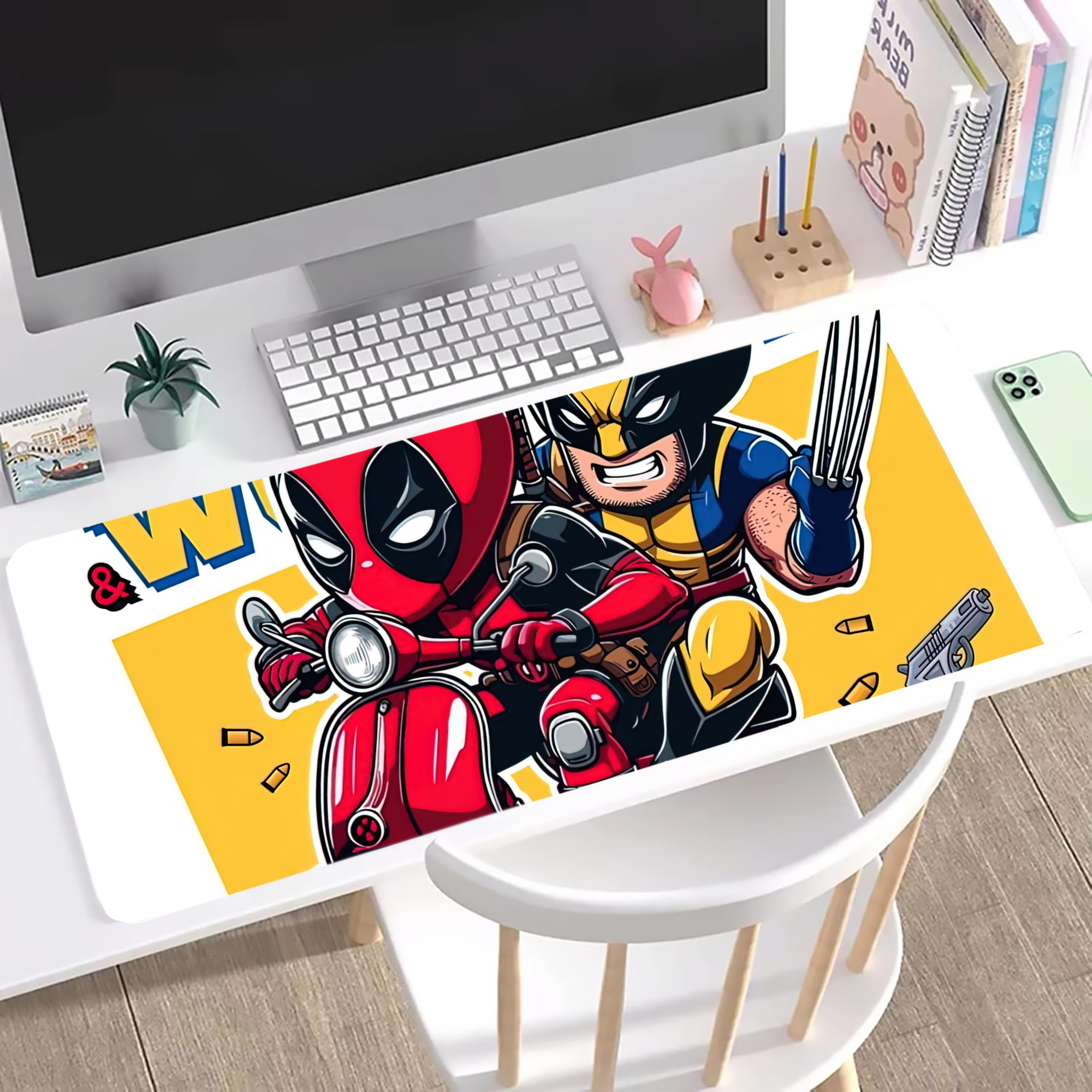 （画像用） Deadpool デッドプール ステッチ加工 大判デスクマット／滑り止めマウスパッド