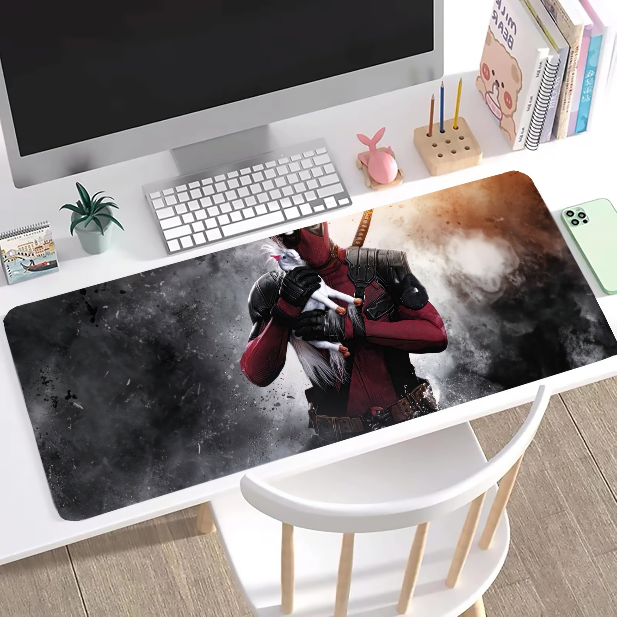 （画像用） Deadpool デッドプール ステッチ加工 大判デスクマット／滑り止めマウスパッド