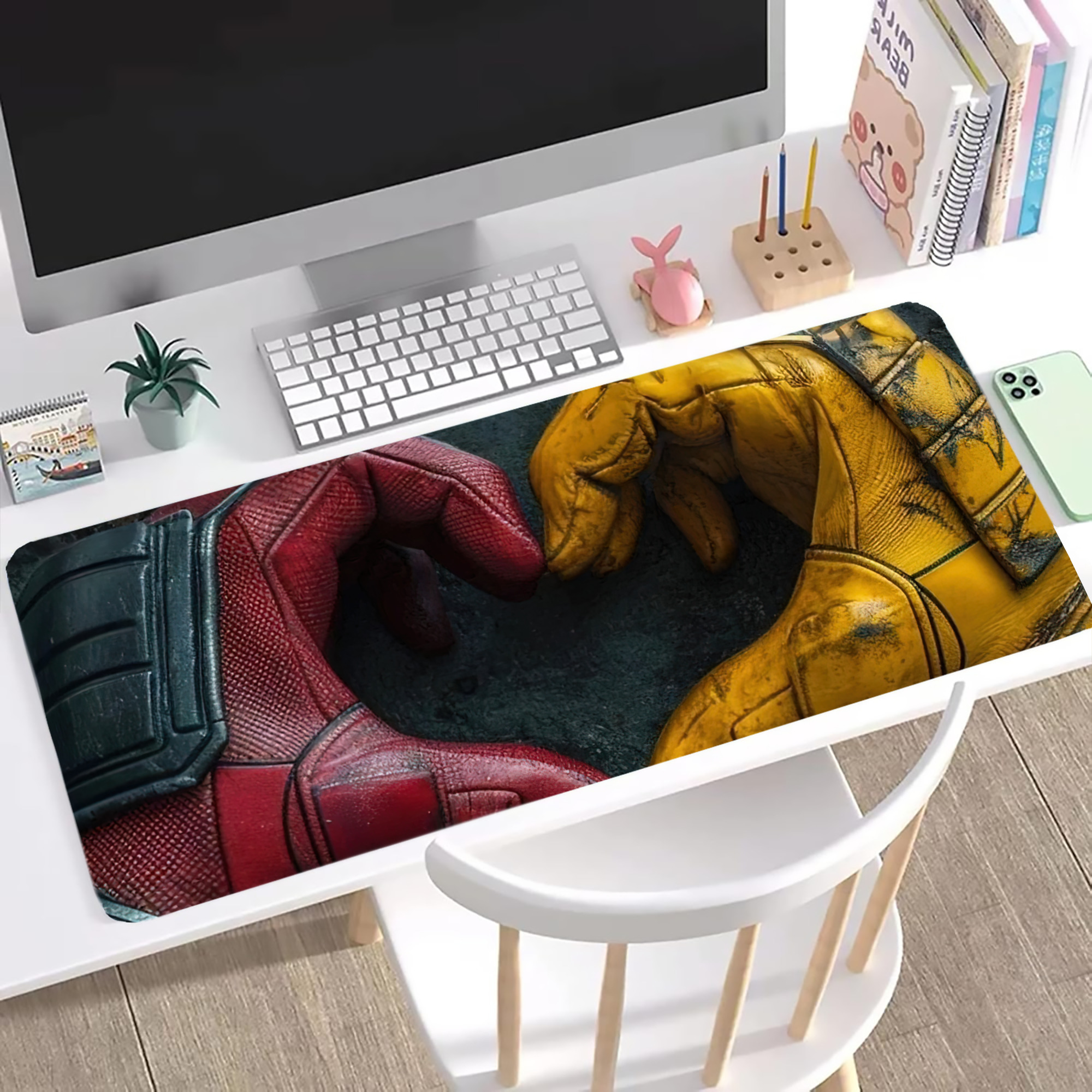 （画像用） Deadpool デッドプール ステッチ加工 大判デスクマット／滑り止めマウスパッド