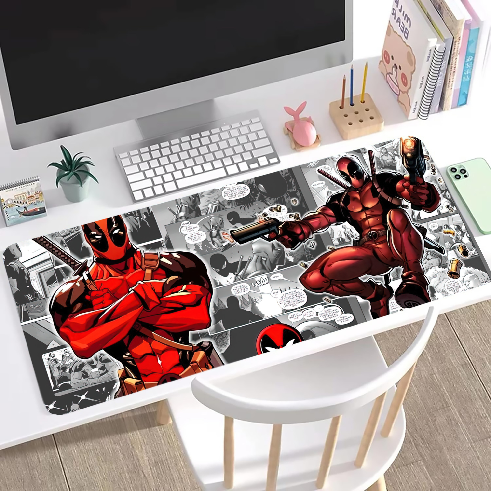 （画像用） Deadpool デッドプール ステッチ加工 大判デスクマット／滑り止めマウスパッド