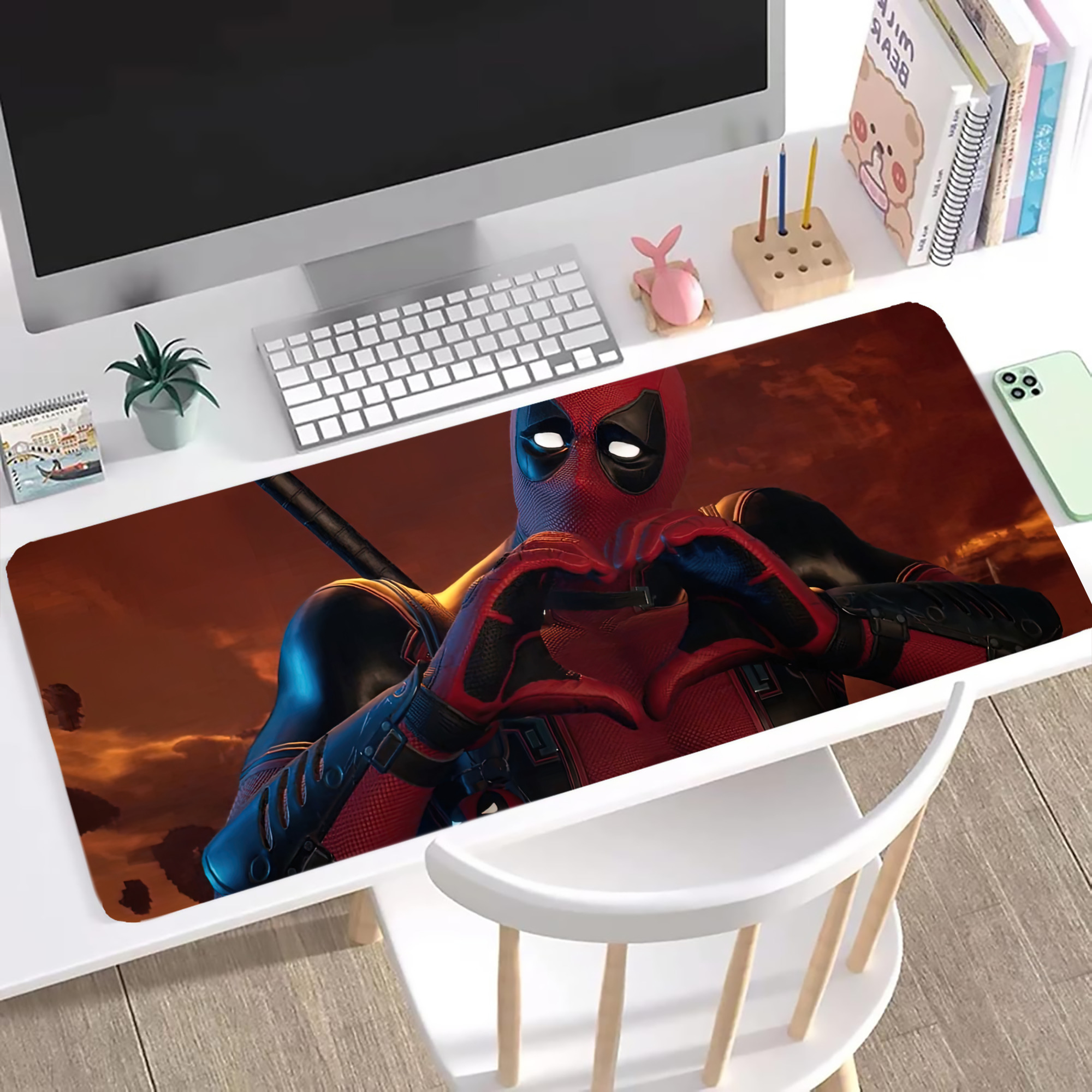 （画像用） Deadpool デッドプール ステッチ加工 大判デスクマット／滑り止めマウスパッド
