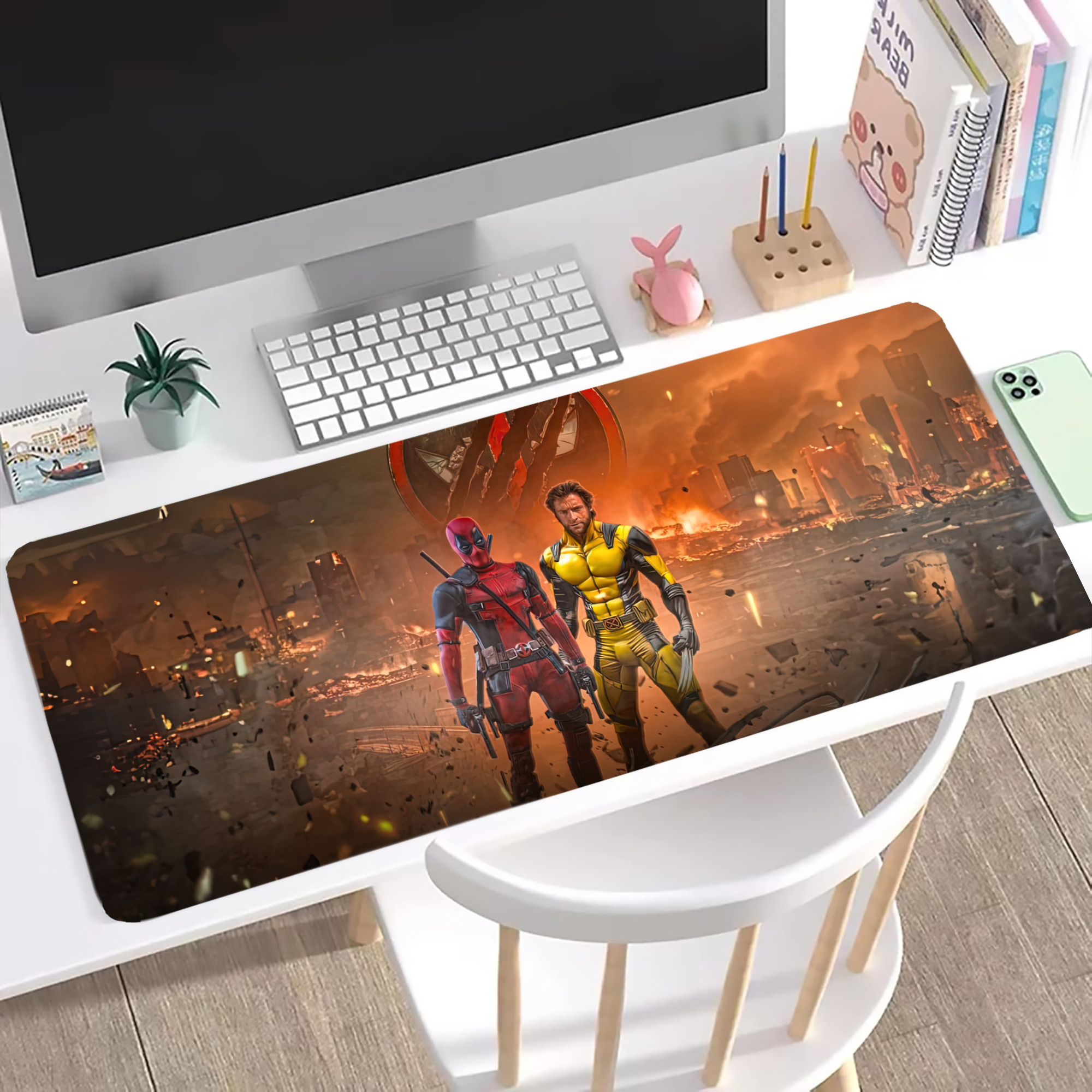 （画像用） Deadpool デッドプール ステッチ加工 大判デスクマット／滑り止めマウスパッド