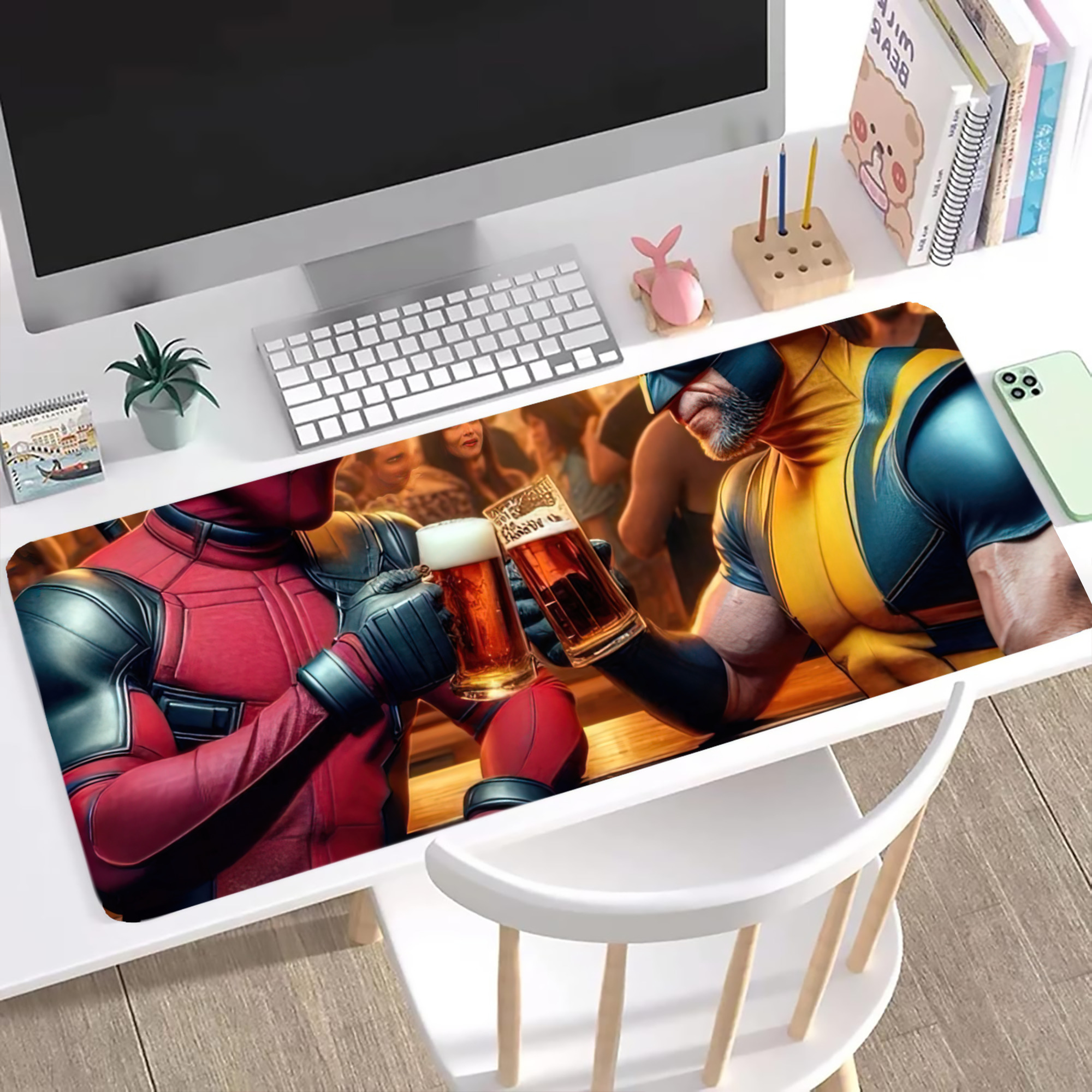 （画像用） Deadpool デッドプール ステッチ加工 大判デスクマット／滑り止めマウスパッド