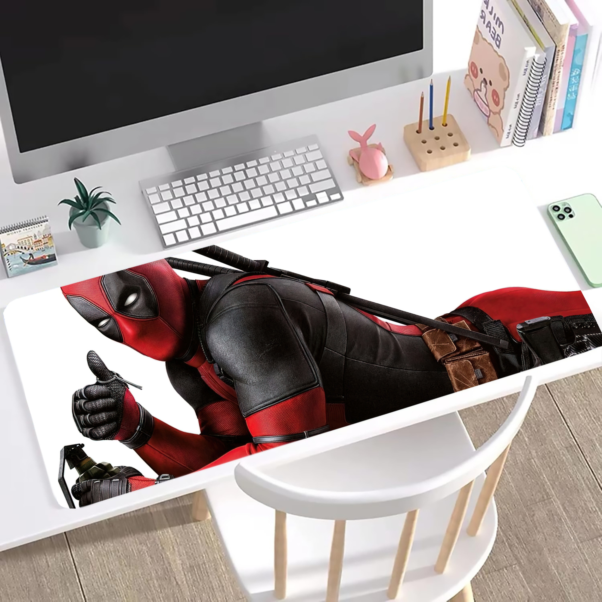 （画像用） Deadpool デッドプール ステッチ加工 大判デスクマット／滑り止めマウスパッド