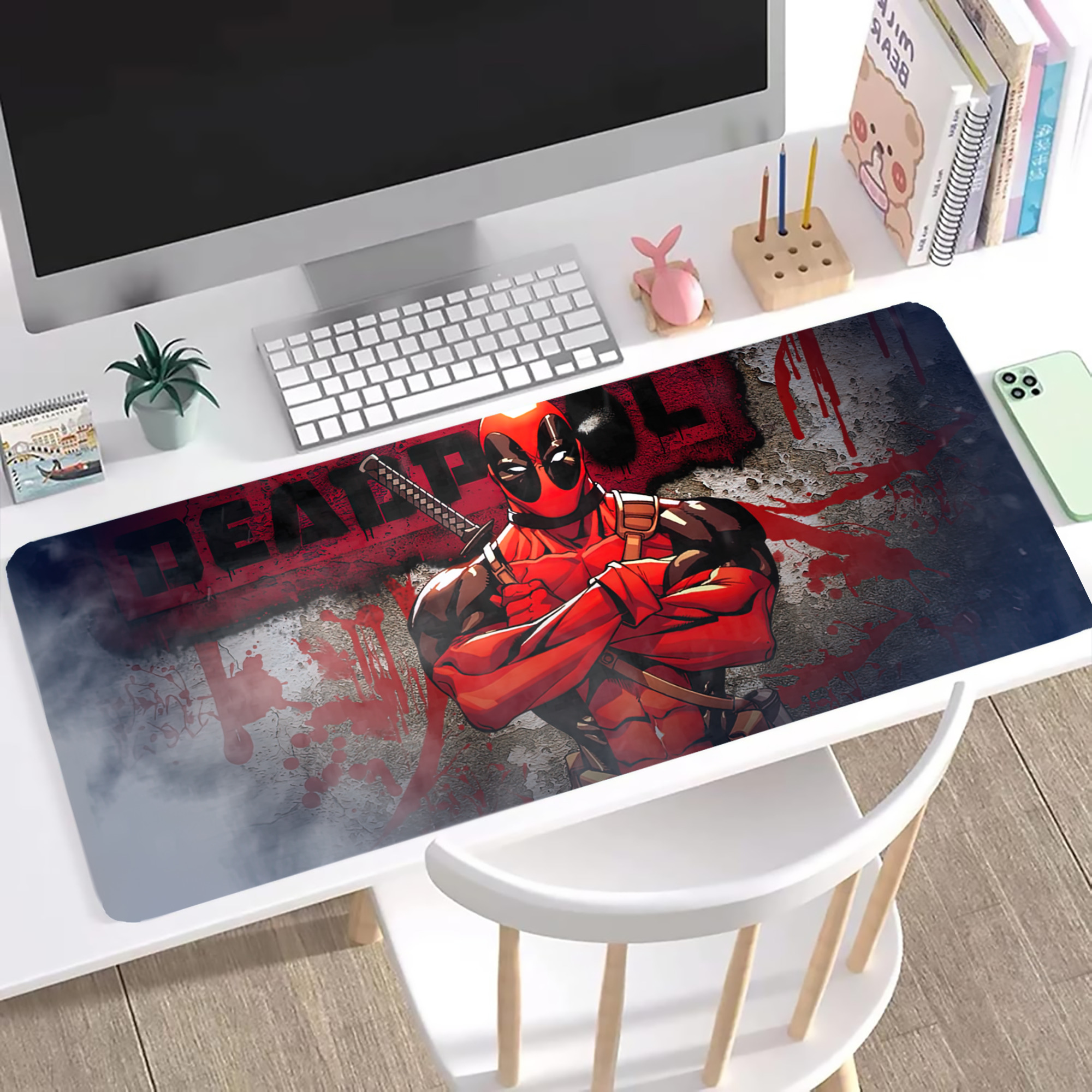 （画像用） Deadpool デッドプール ステッチ加工 大判デスクマット／滑り止めマウスパッド