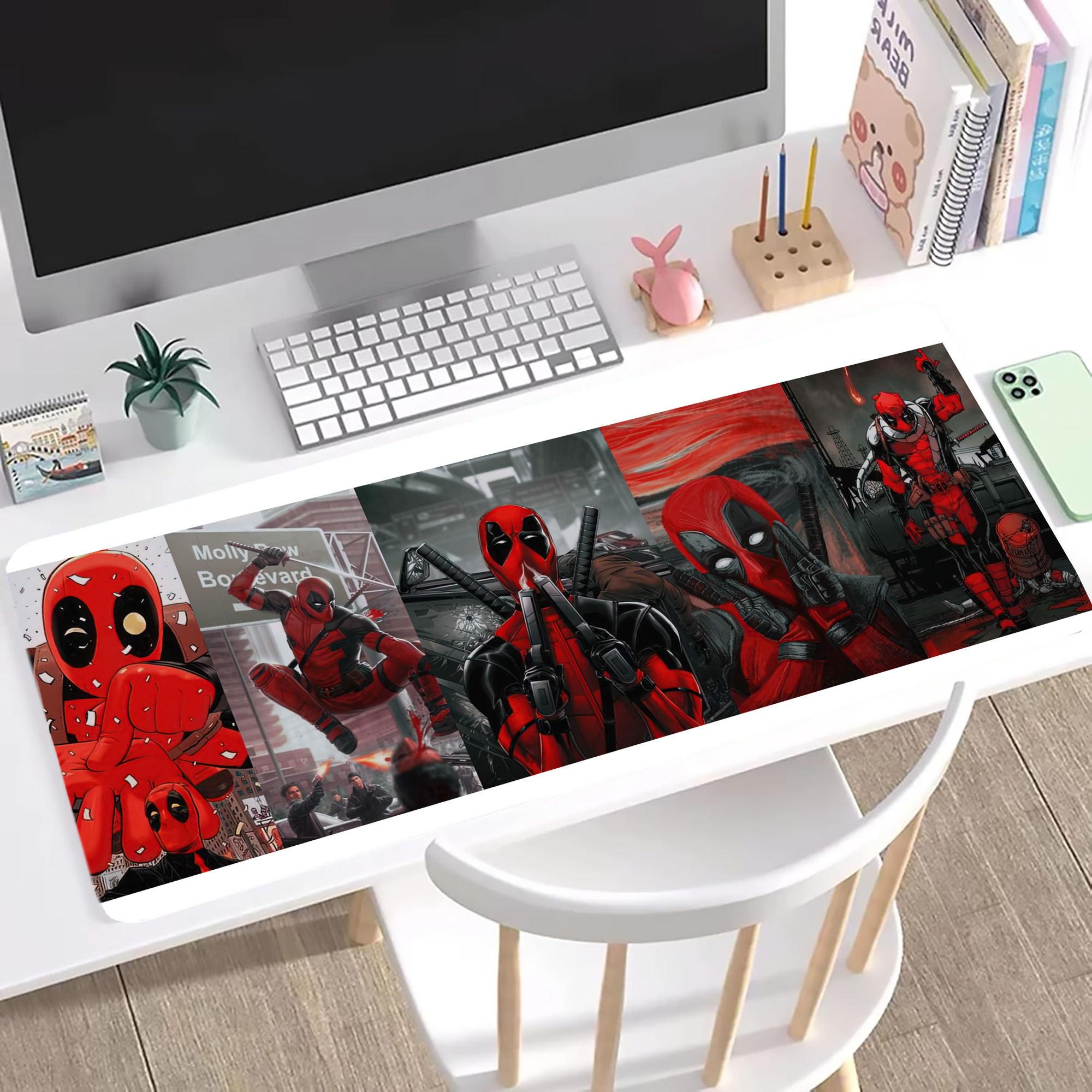 （画像用） Deadpool デッドプール ステッチ加工 大判デスクマット／滑り止めマウスパッド
