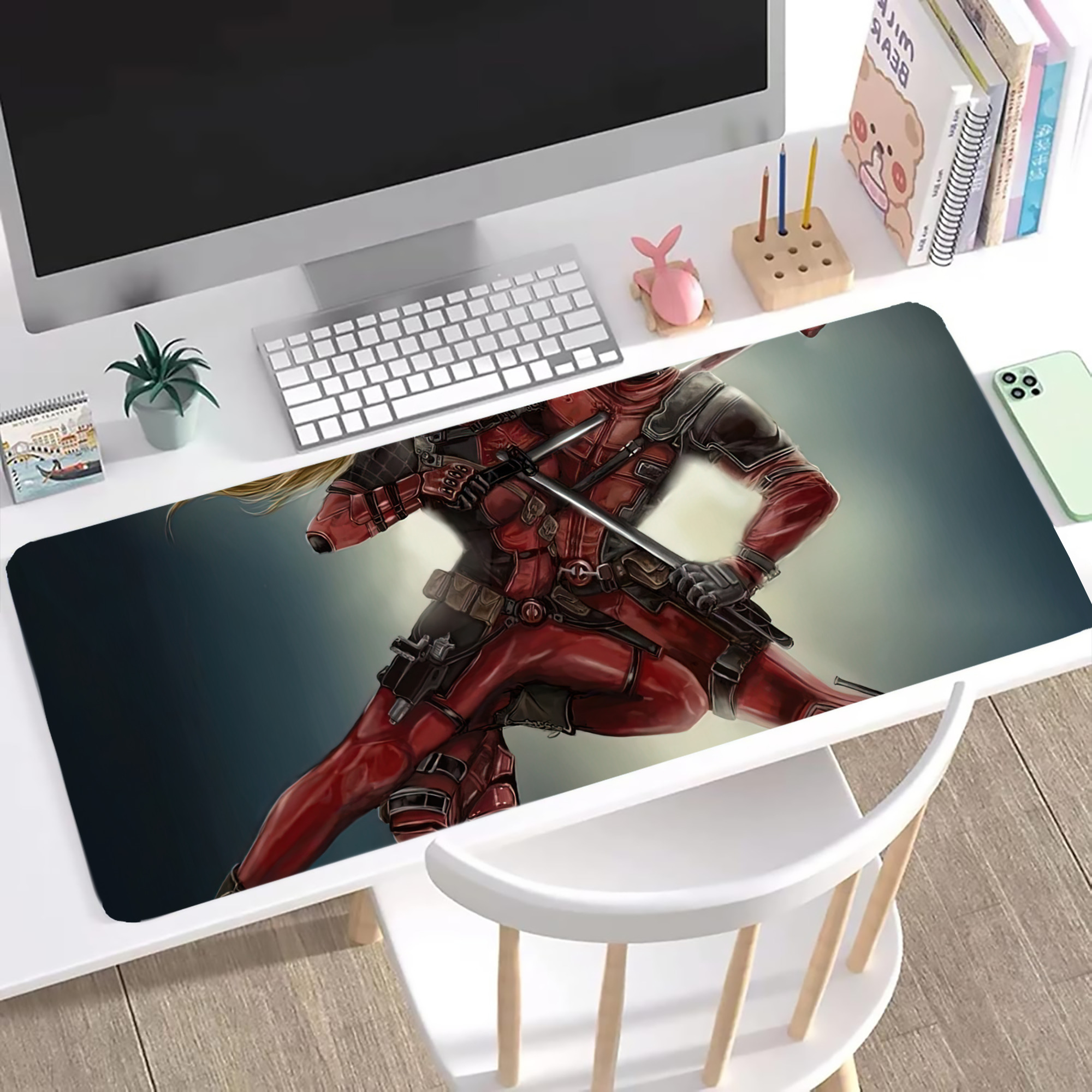 （画像用） Deadpool デッドプール ステッチ加工 大判デスクマット／滑り止めマウスパッド