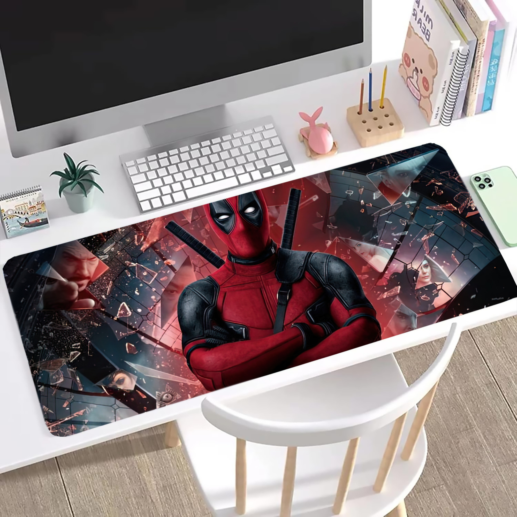 （画像用） Deadpool デッドプール ステッチ加工 大判デスクマット／滑り止めマウスパッド